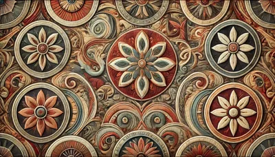 Intricate Floral Mandala Pattern With Ornate Carved Details