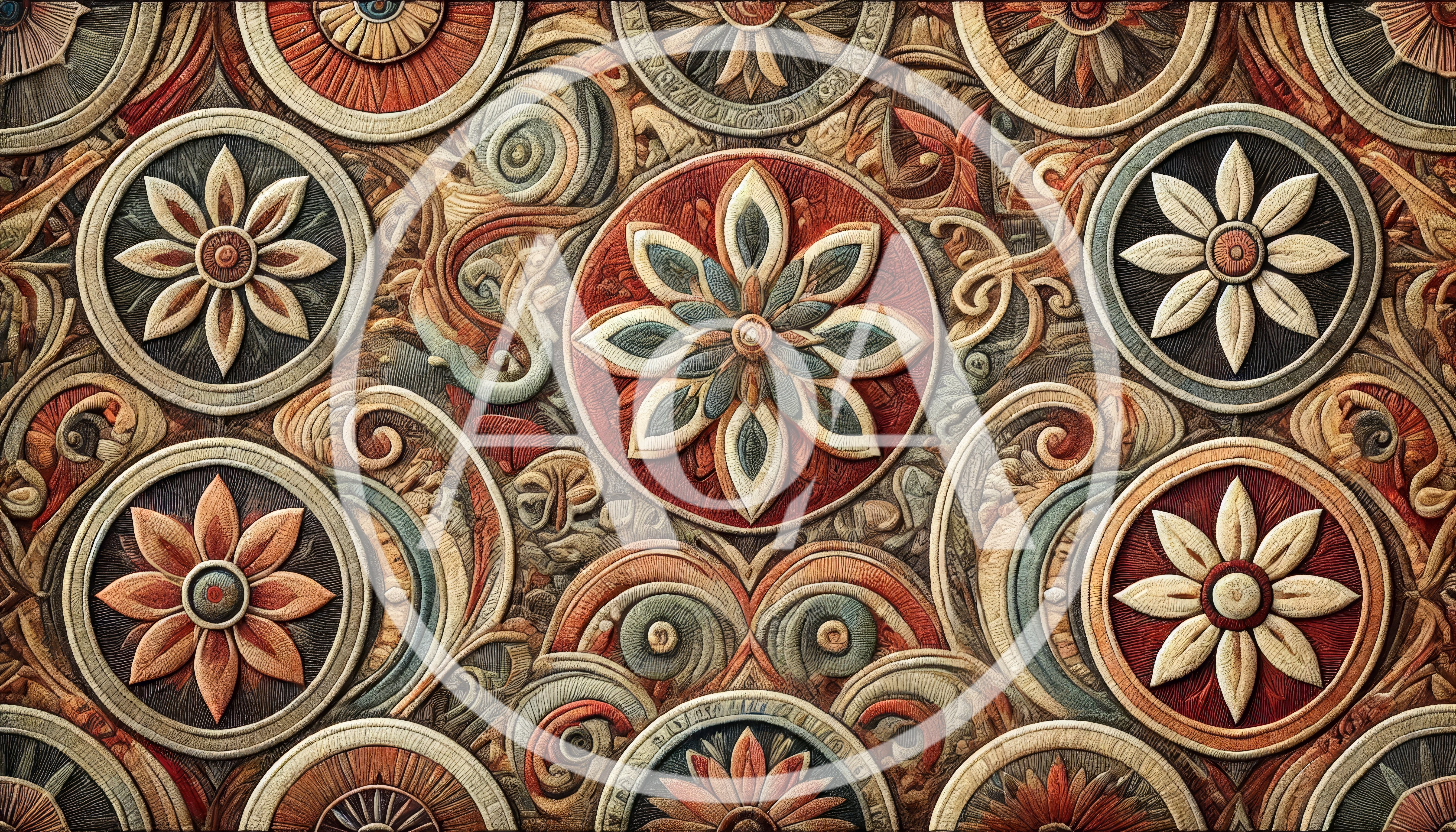 Intricate Floral Mandala Pattern With Ornate Carved Details