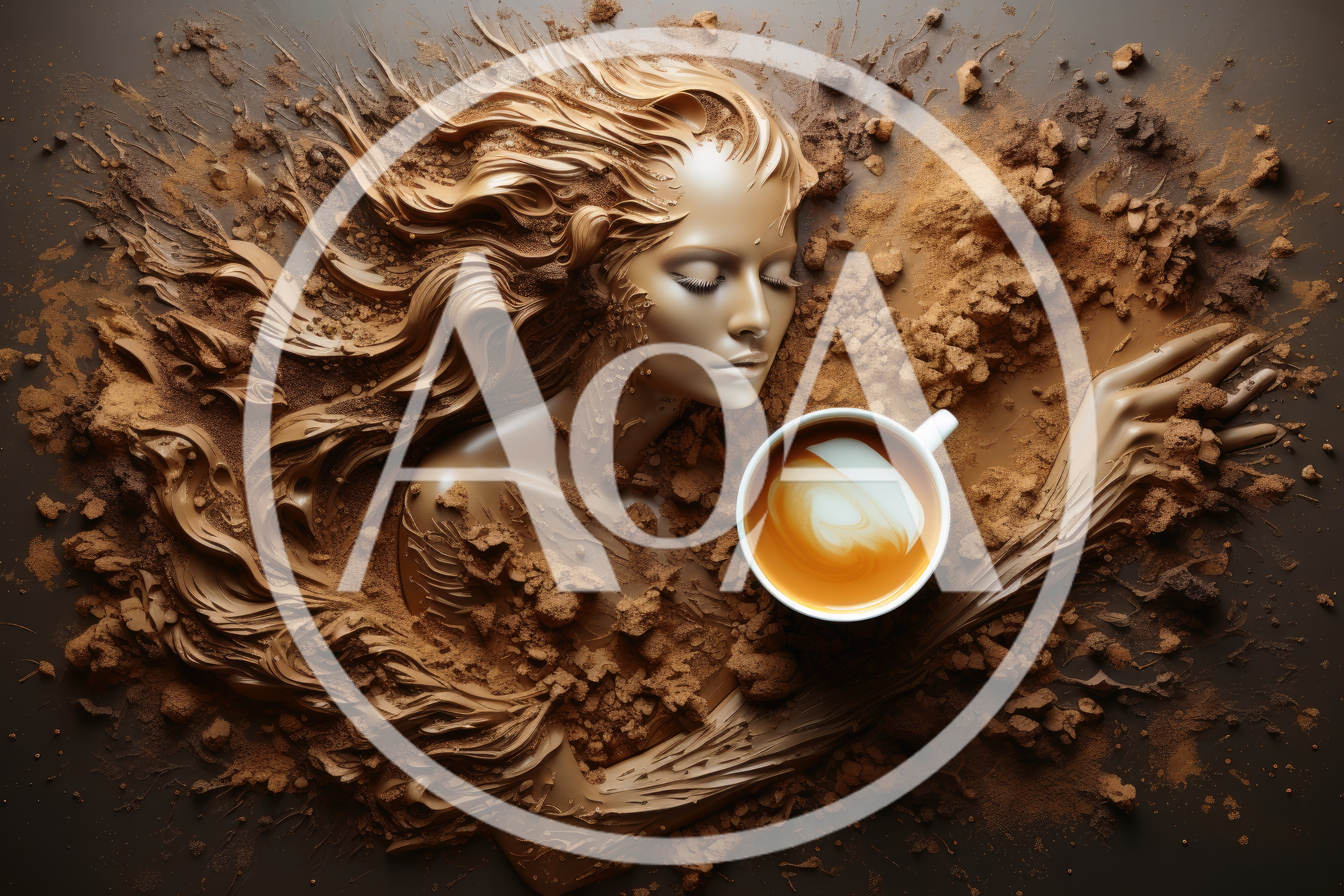 Surreal Sculpture Of A Woman Emerging From Coffee Grounds