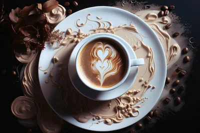 Top View Of Latte Art In A Coffee Cup