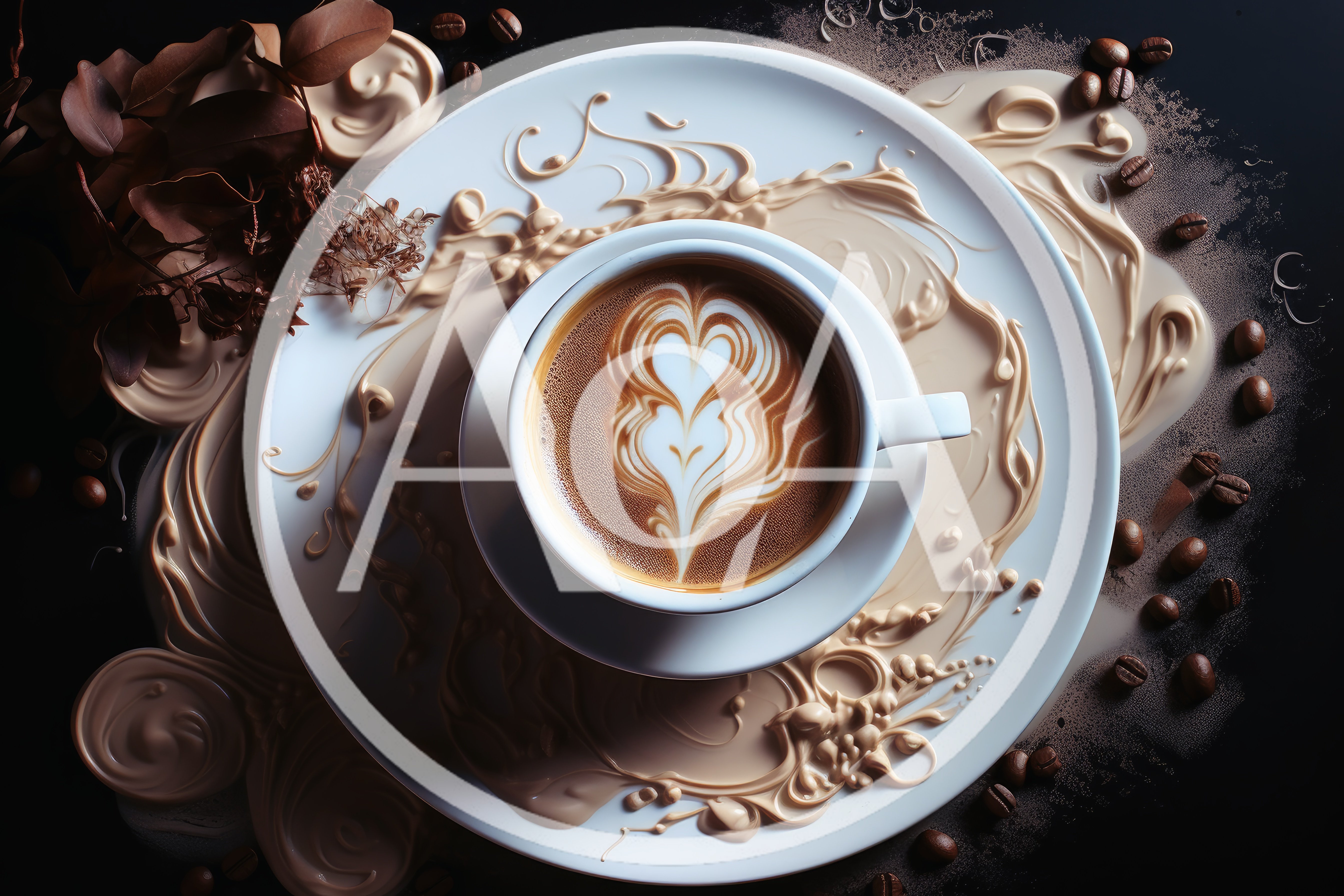 Top View Of Latte Art In A Coffee Cup
