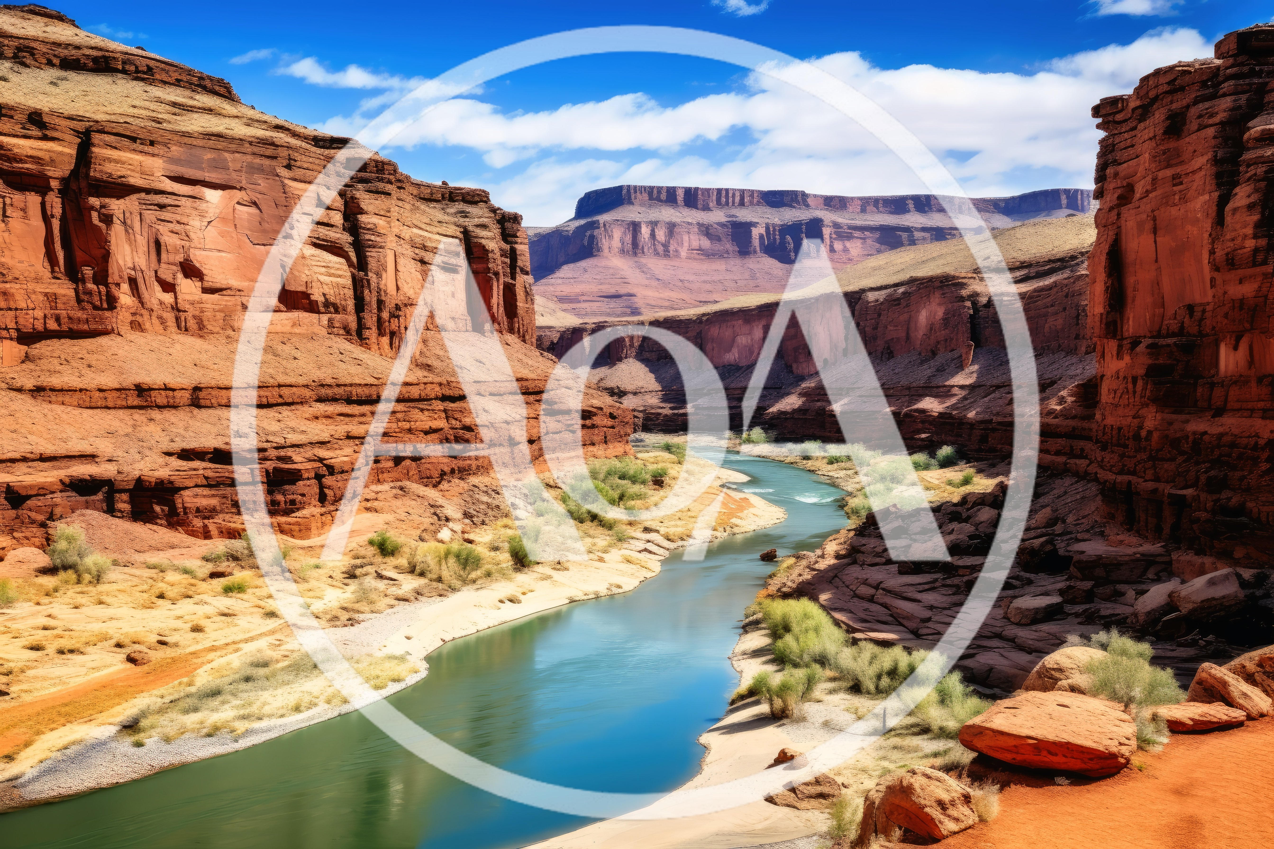 Scenic Colorado River Winding Through Red Rock Canyon