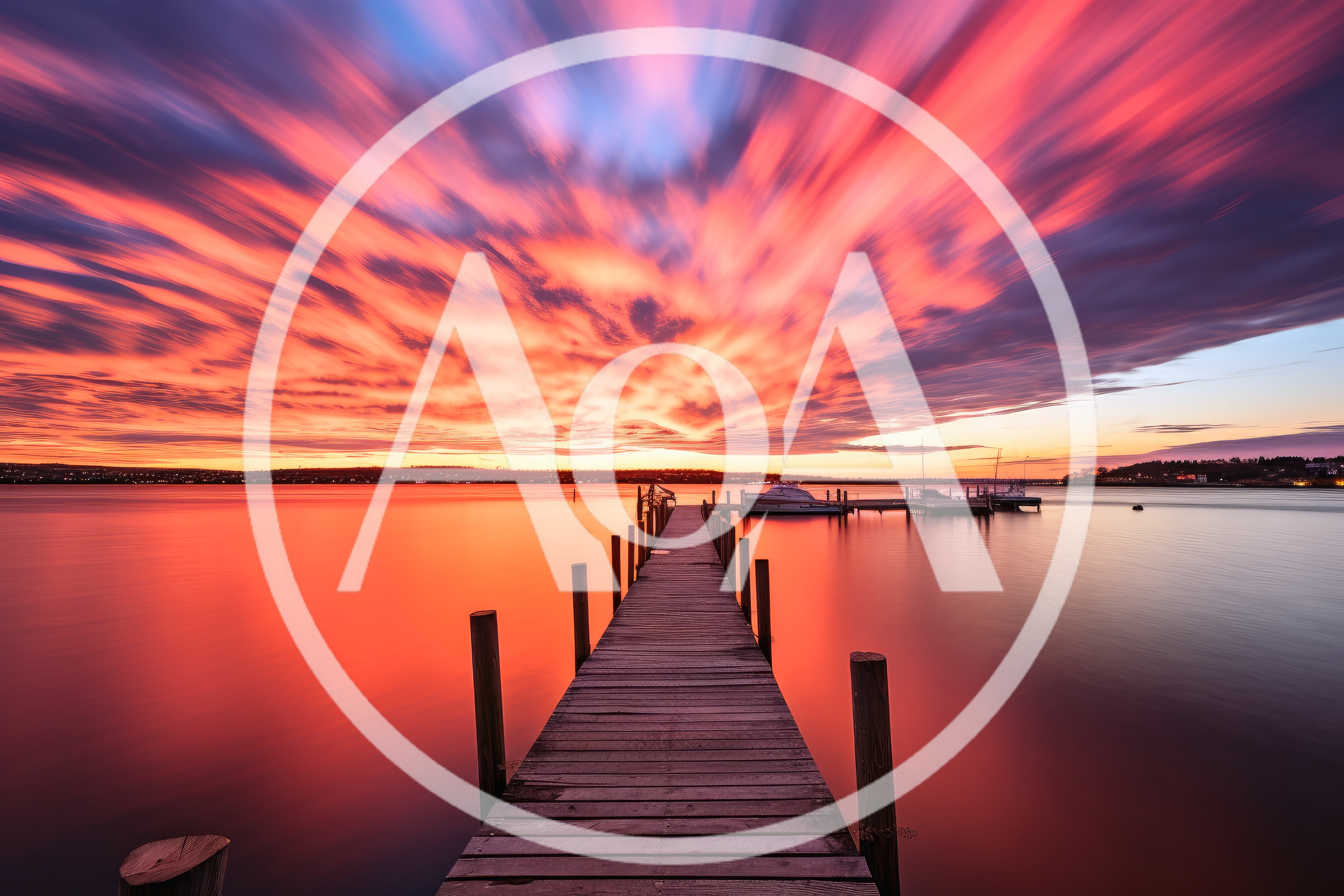 Wooden Pier Extending Into Calm Lake At Sunset