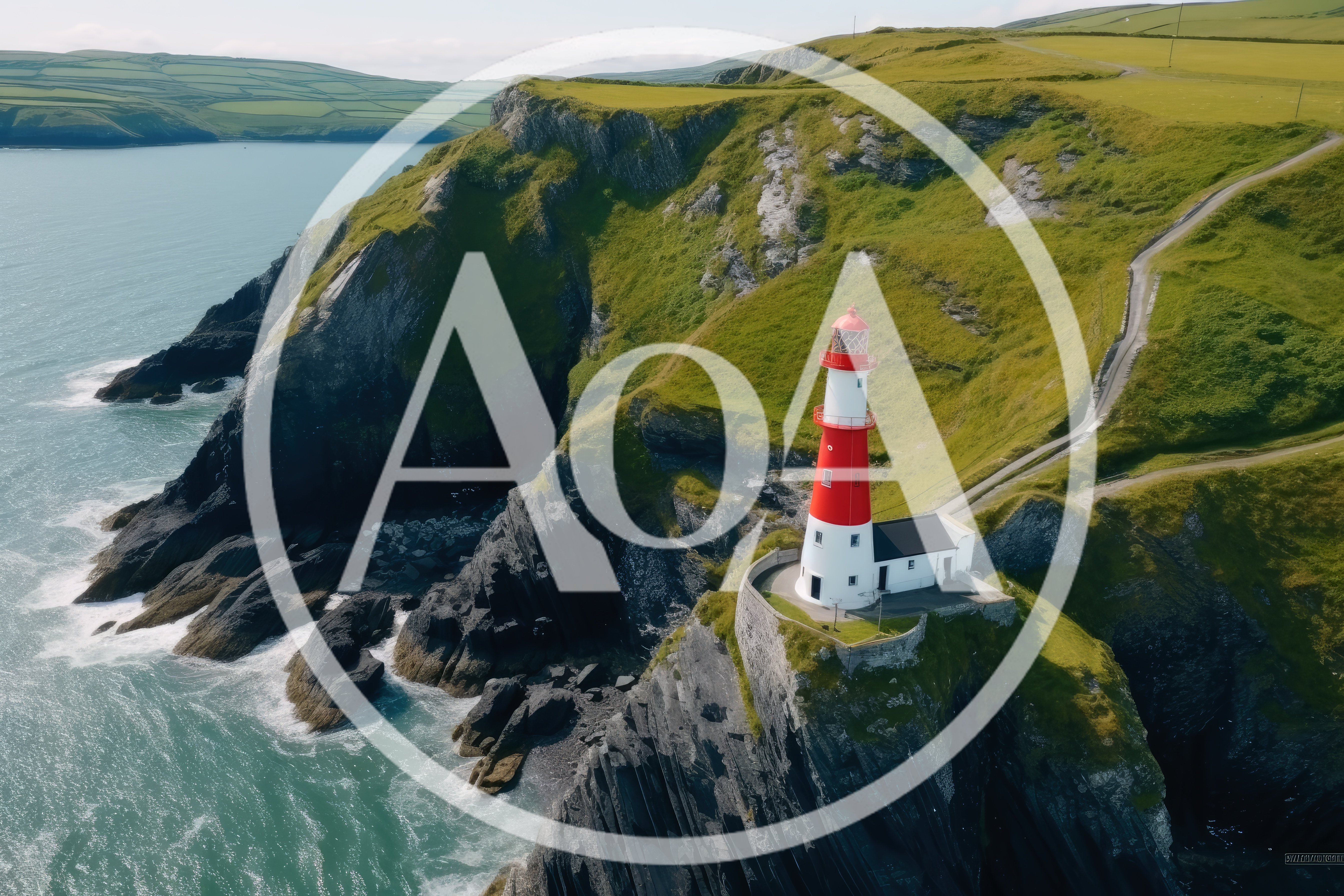 Aerial View Of A Red And White Lighthouse