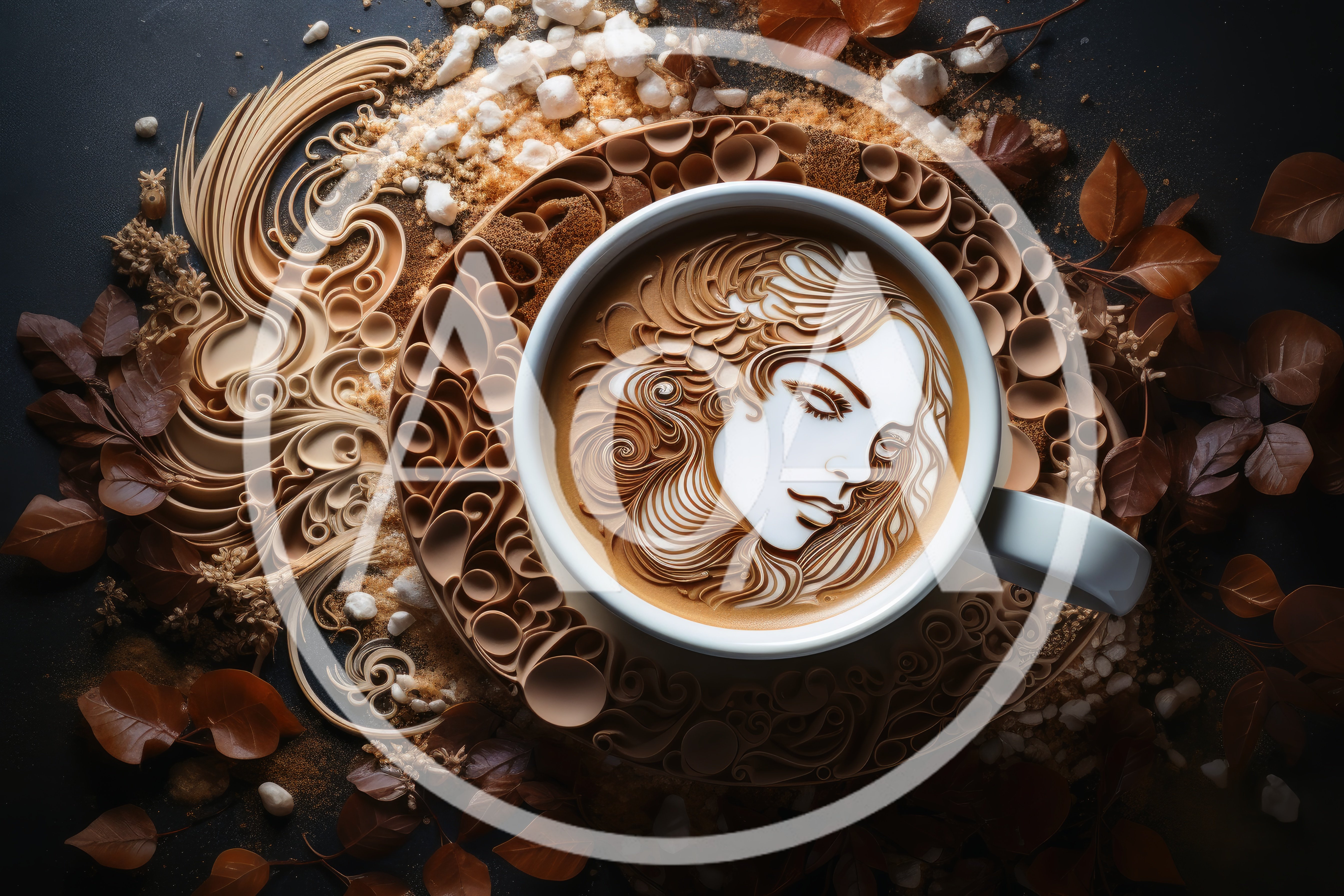 Artistic Latte Art Portrait In A Coffee Cup