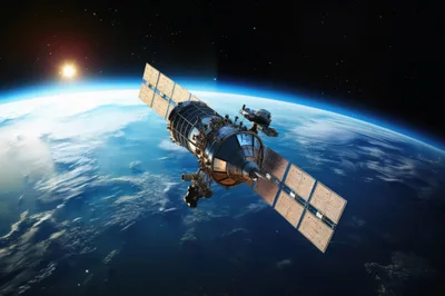Satellite Orbiting Earth Above The Atmosphere
