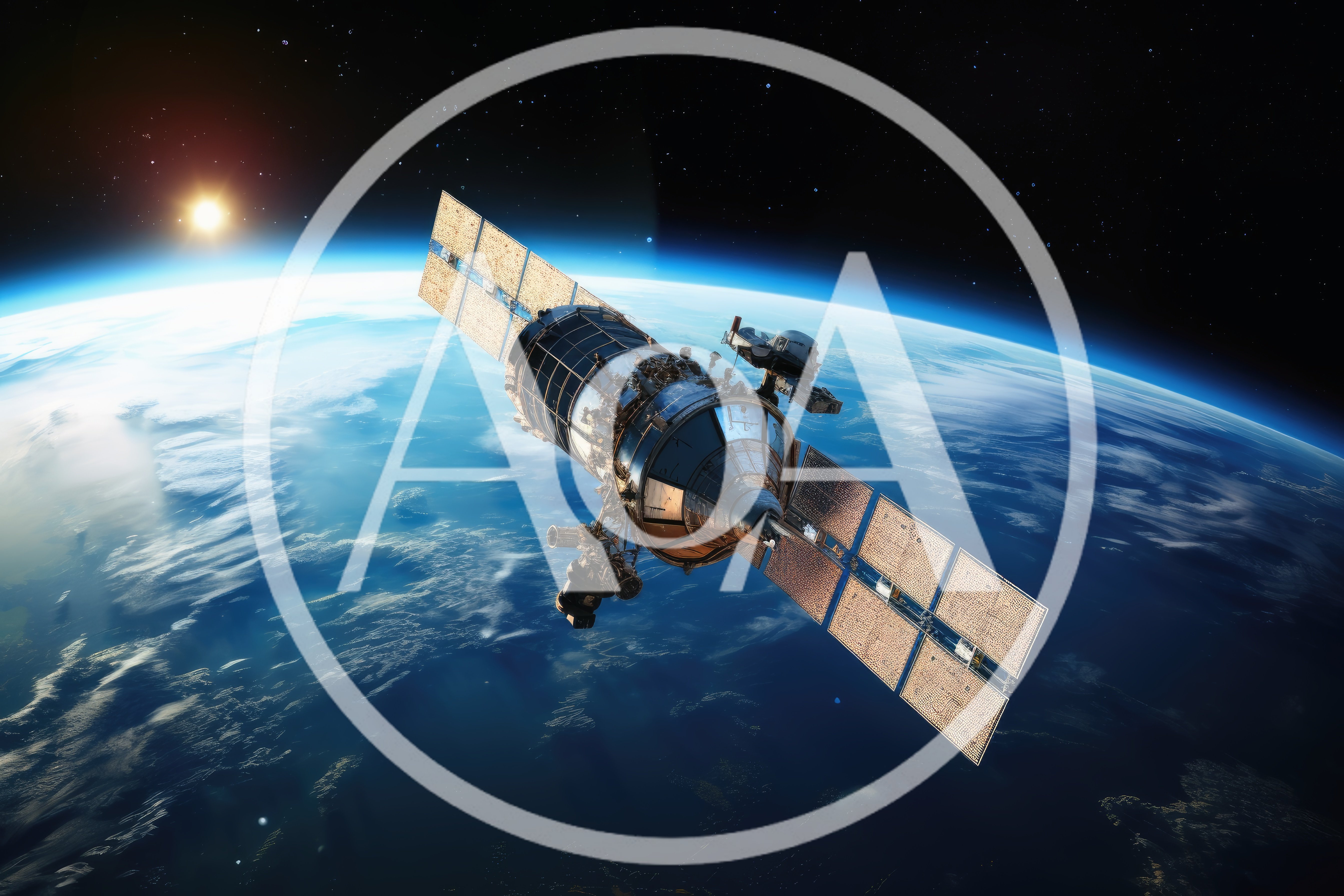 Satellite Orbiting Earth Above The Atmosphere