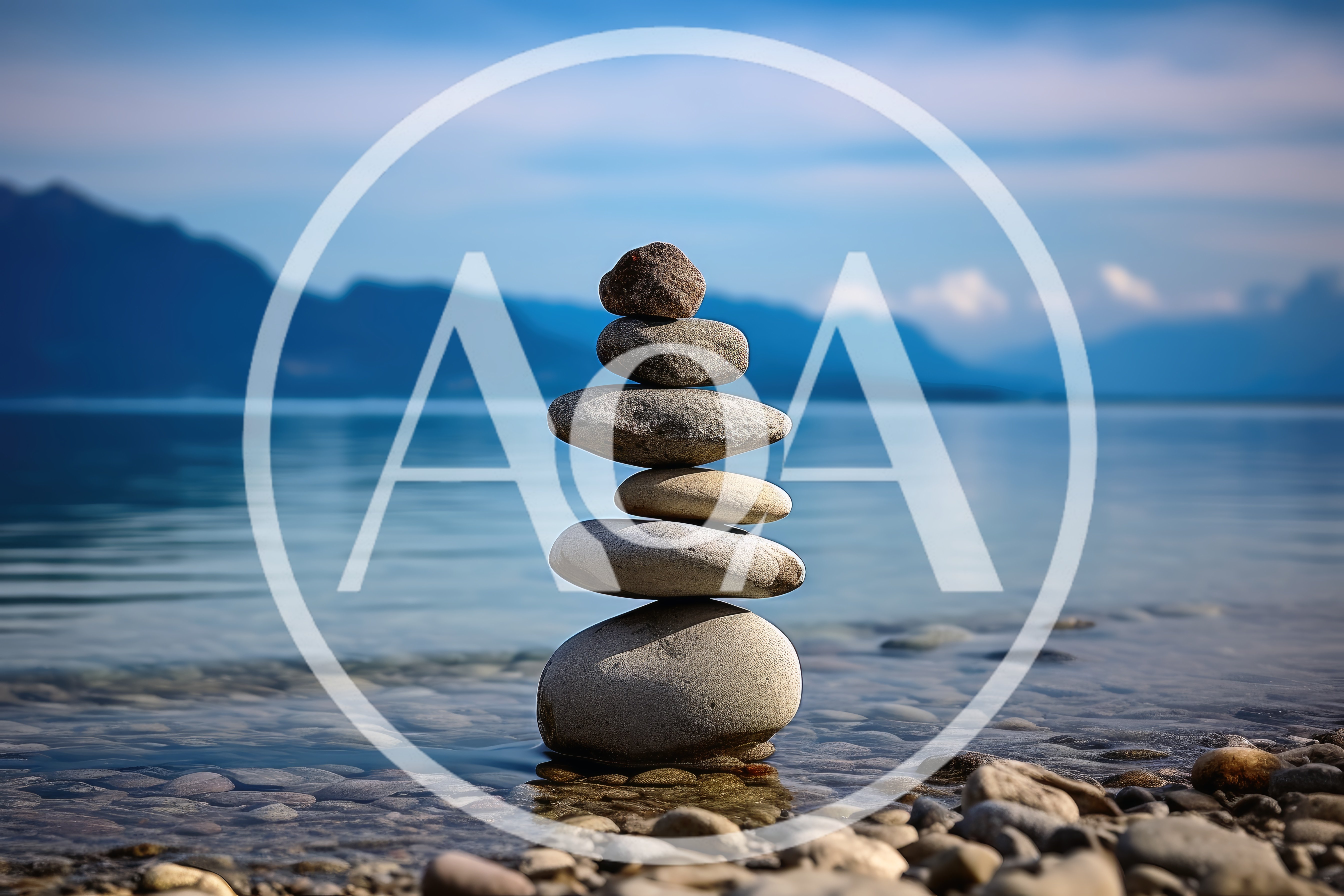 Balanced Stone Stack On A Calm Lake Shore
