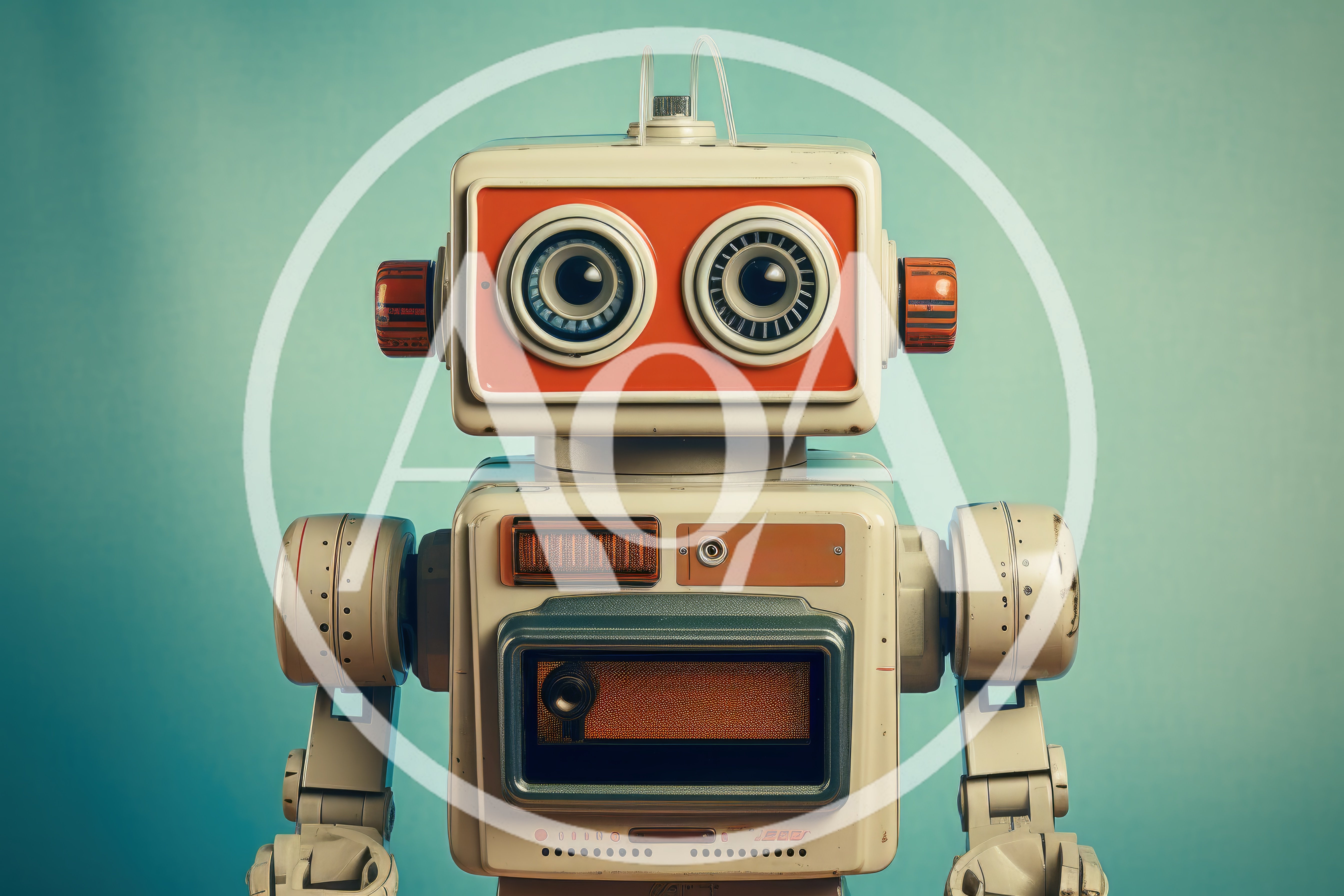 Vintage Style Robot Portrait With Orange Faceplate