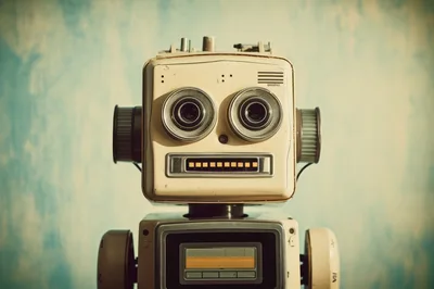 Vintage Retro Robot Head Portrait