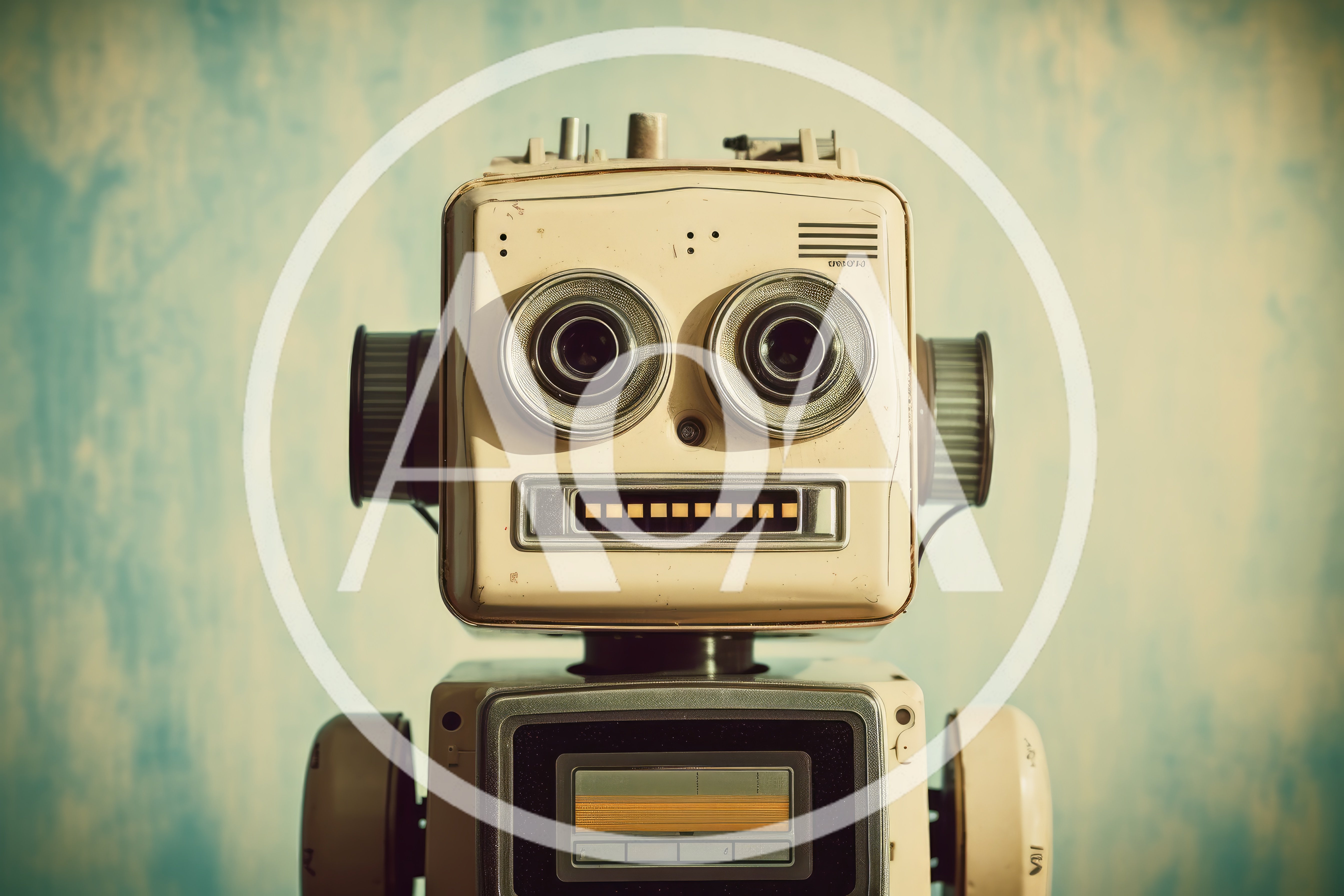 Vintage Retro Robot Head Portrait