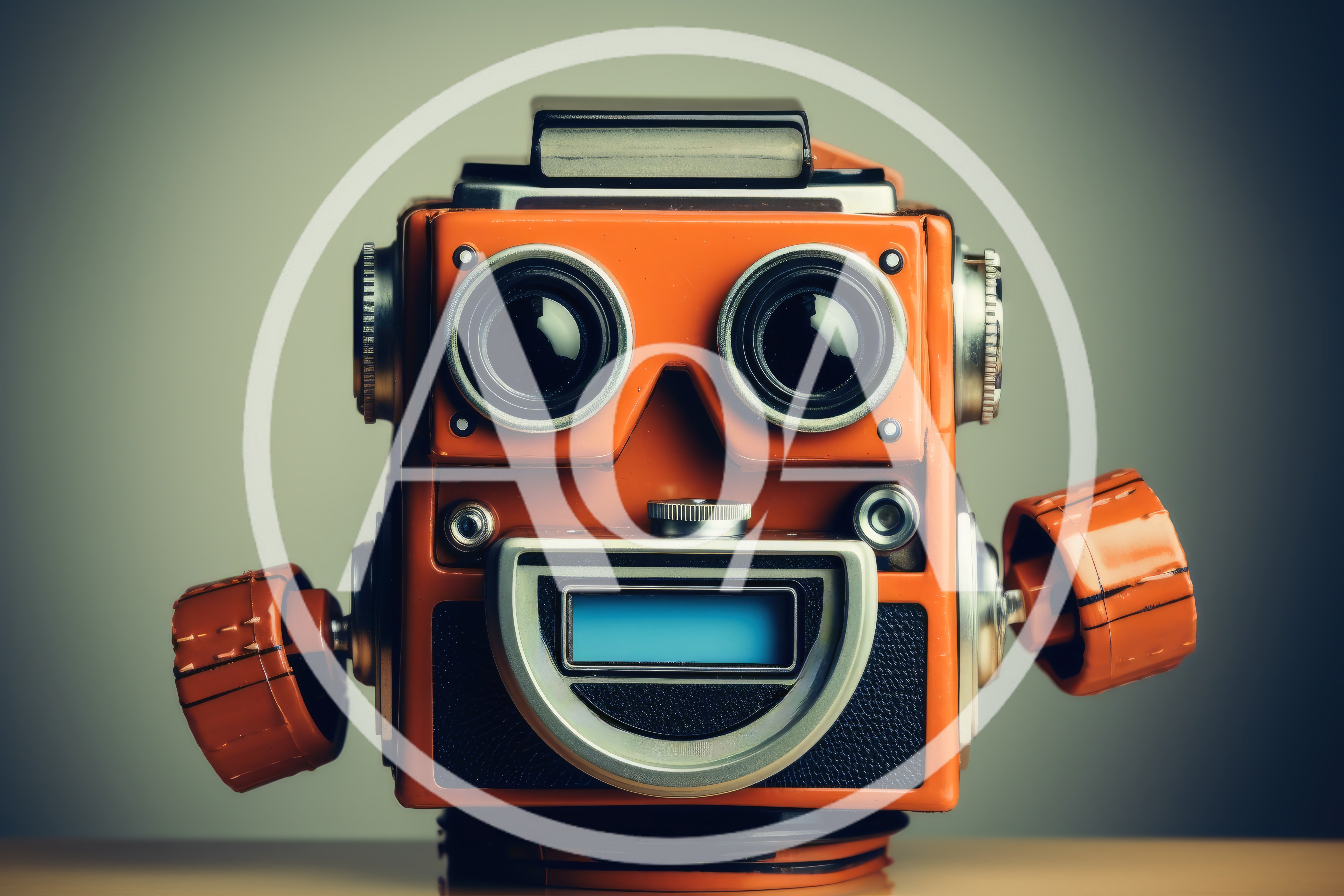 Vintage Orange Camera Robot Character