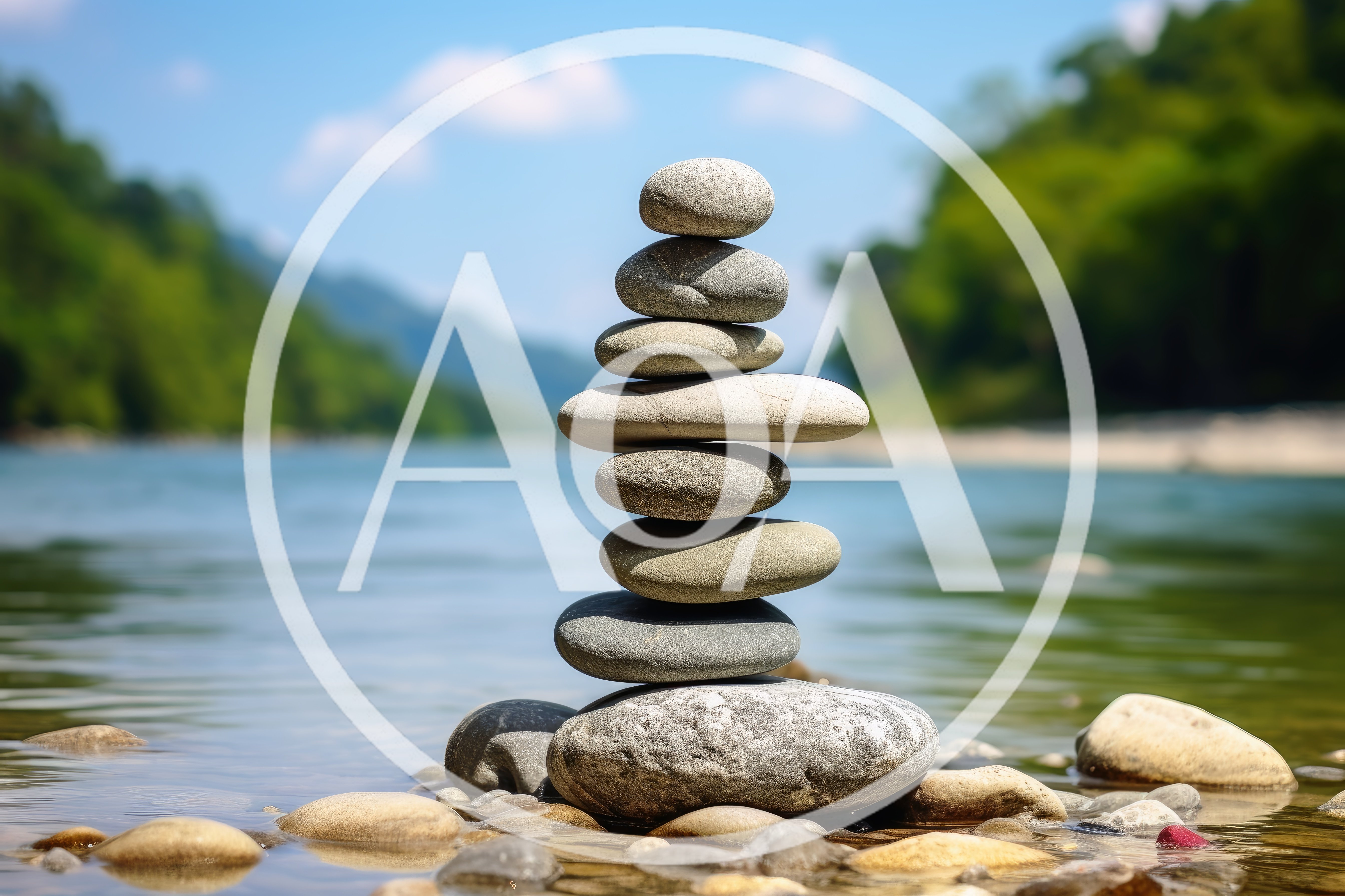 Balanced Stone Stack On A River Shore