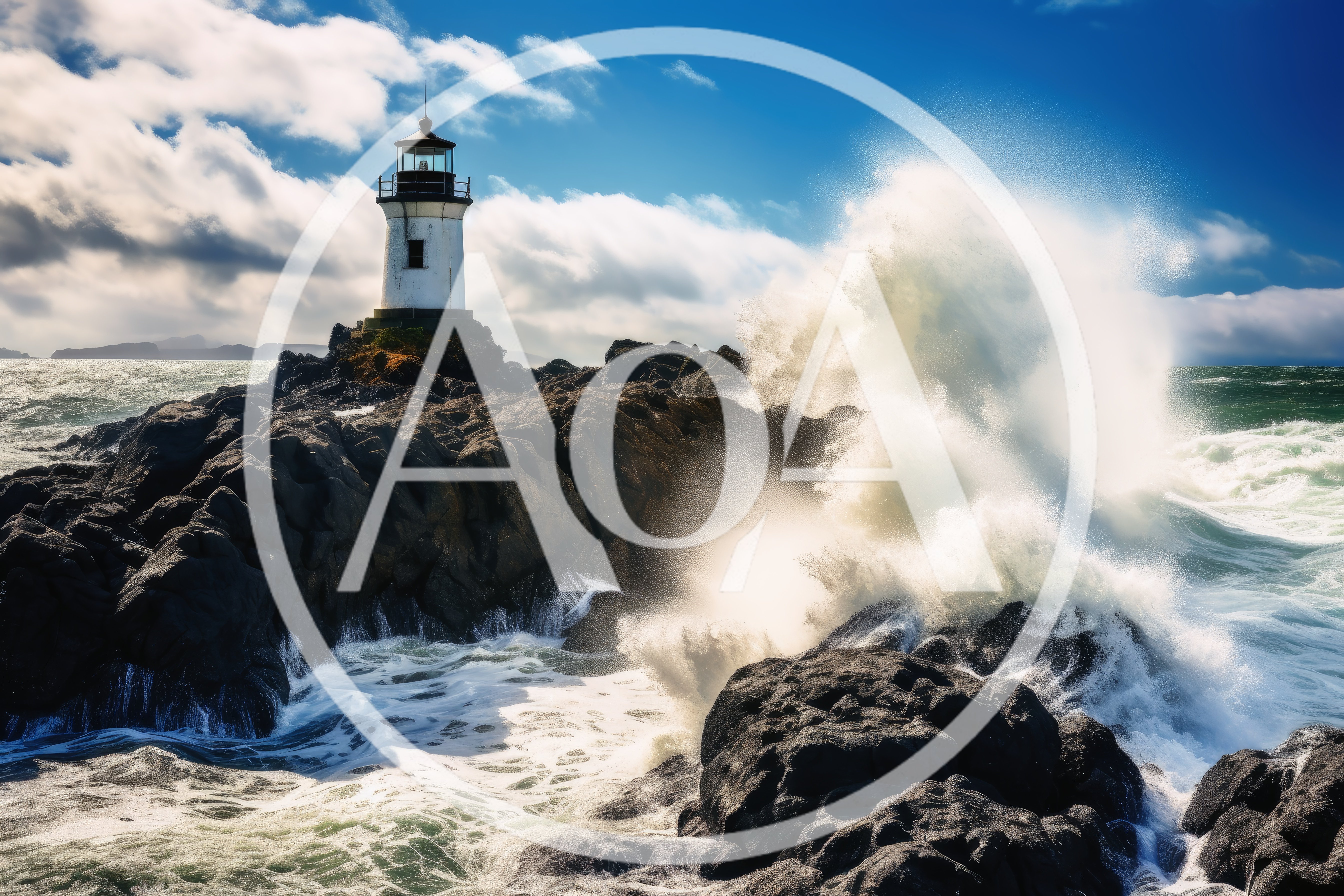 Dramatic Waves Crashing Against Battery Point Lighthouse