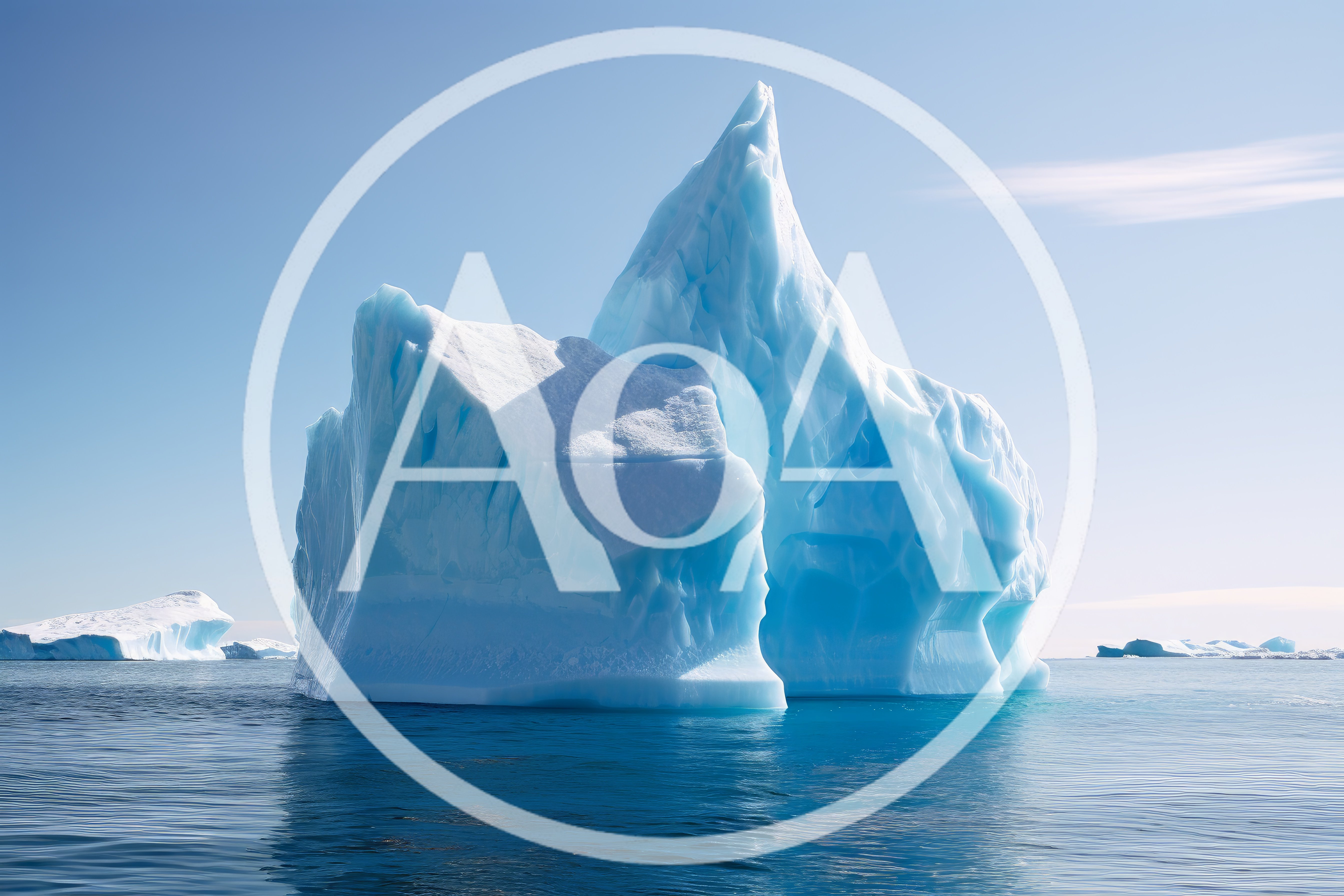 Large Blue Iceberg Floating In Arctic Ocean