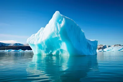 Large Blue Iceberg Floating In Arctic Waters