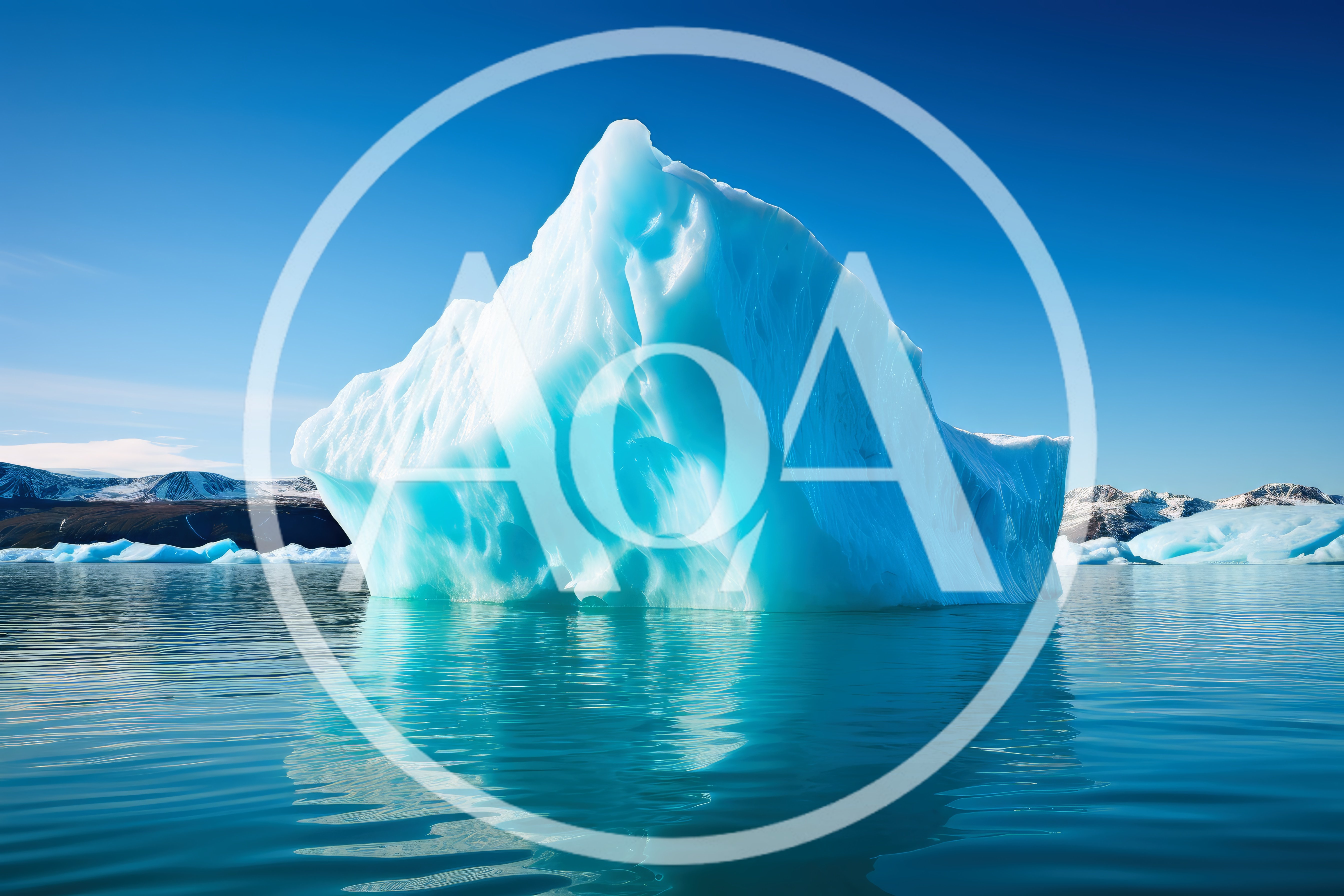 Large Blue Iceberg Floating In Arctic Waters