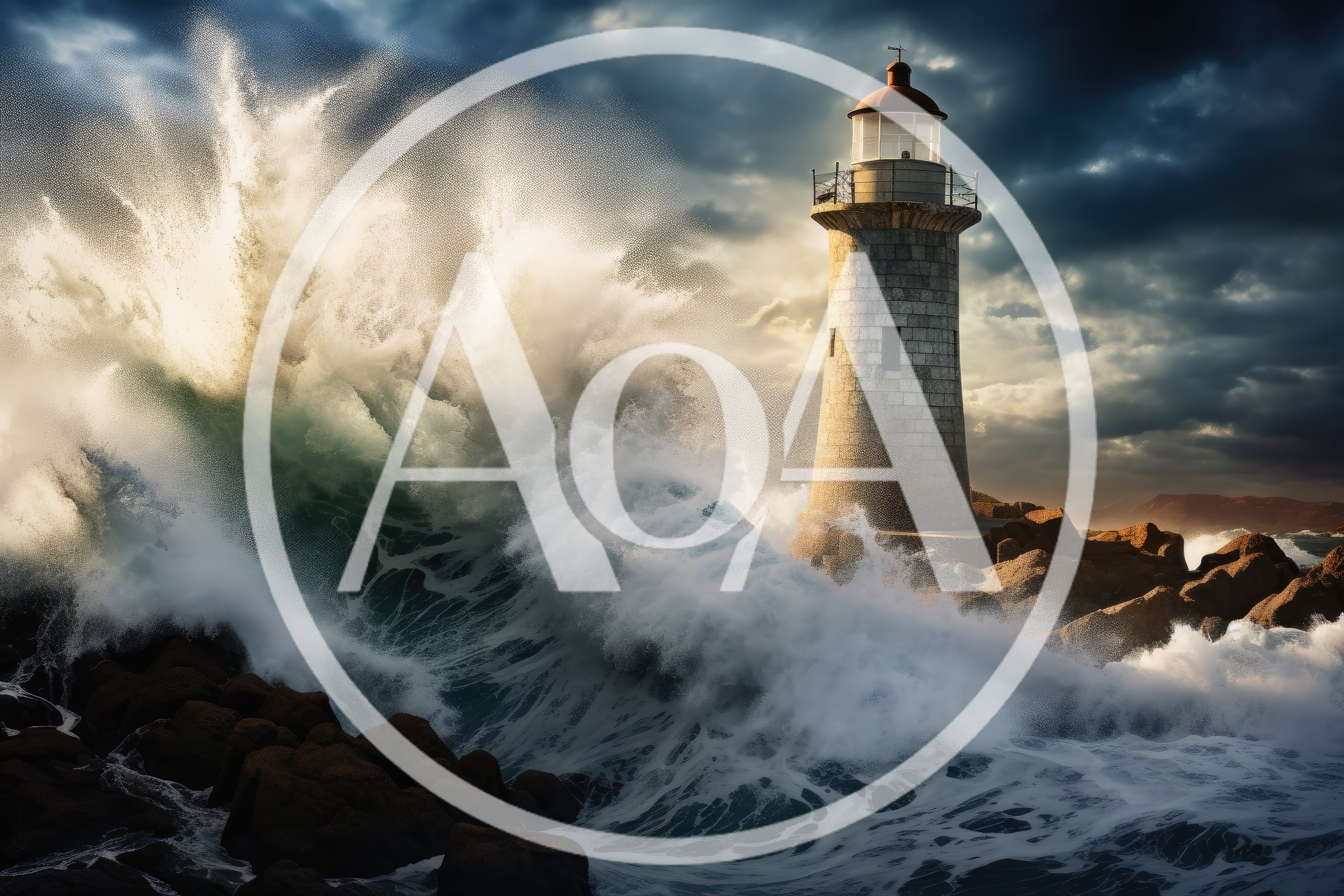 Stone Lighthouse Amidst Crashing Ocean Waves