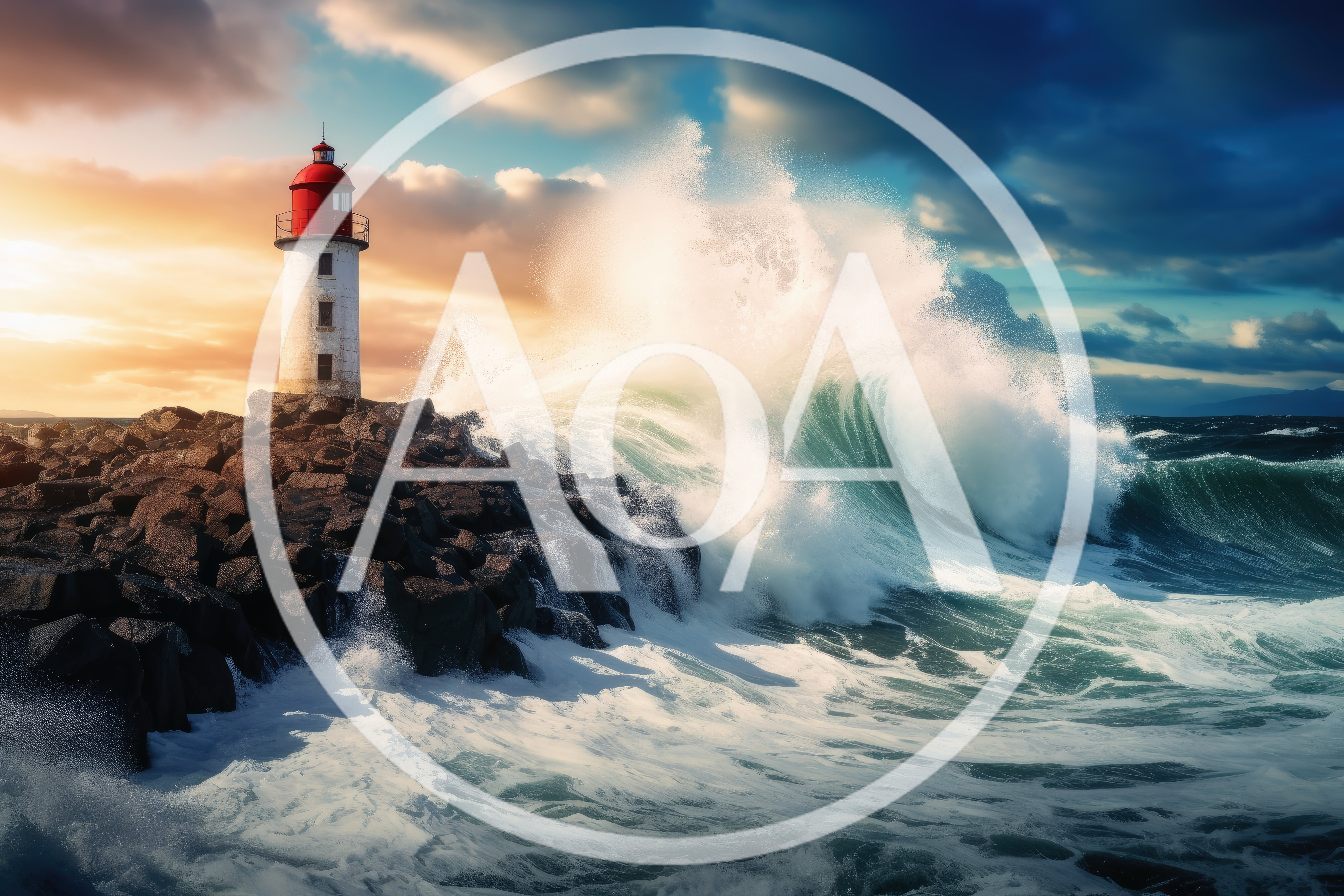 Lighthouse Standing Against Massive Crashing Ocean Waves