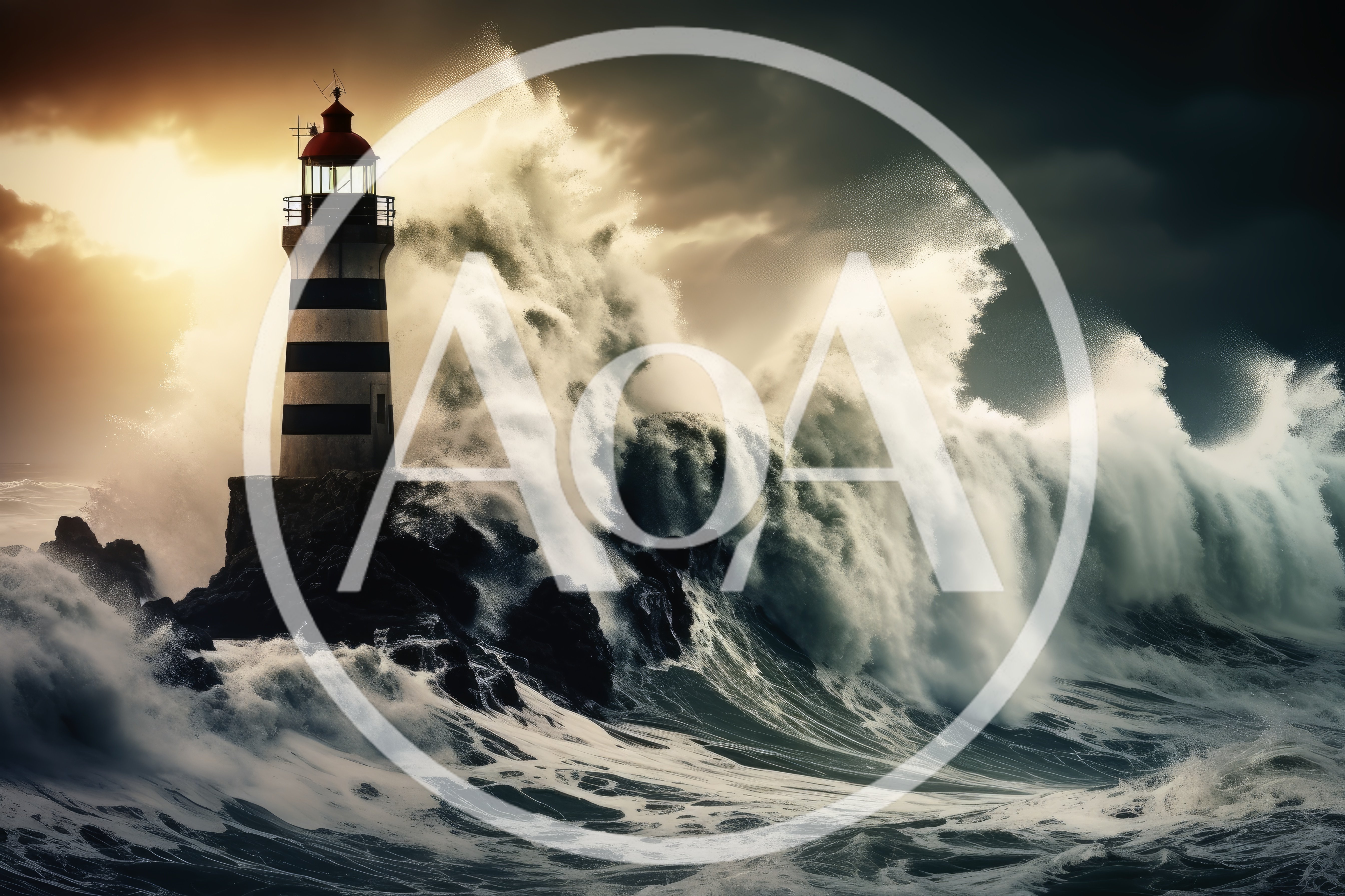 Lighthouse Standing Against Massive Crashing Ocean Waves