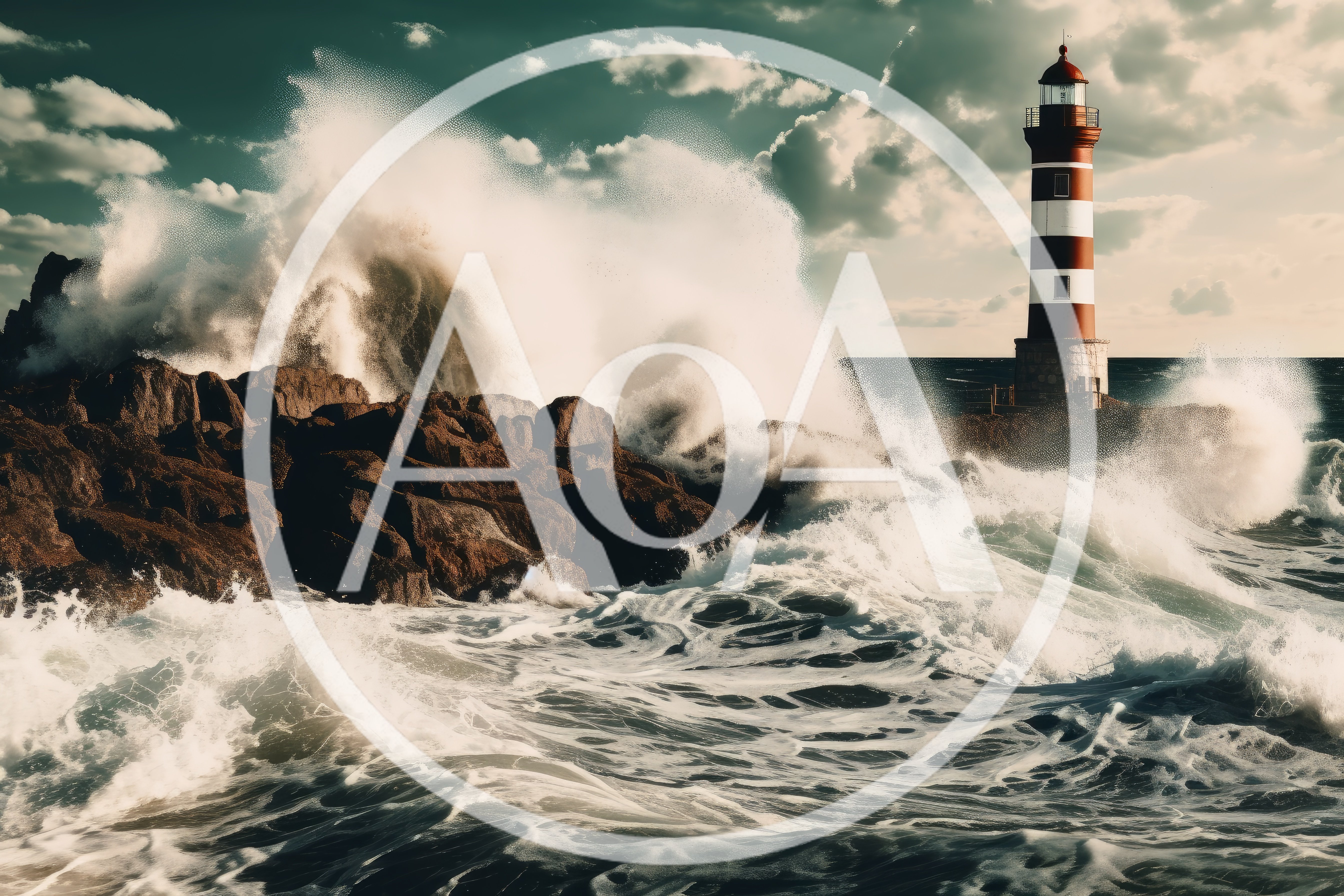 Powerful Ocean Waves Crashing Against A Coastal Lighthouse