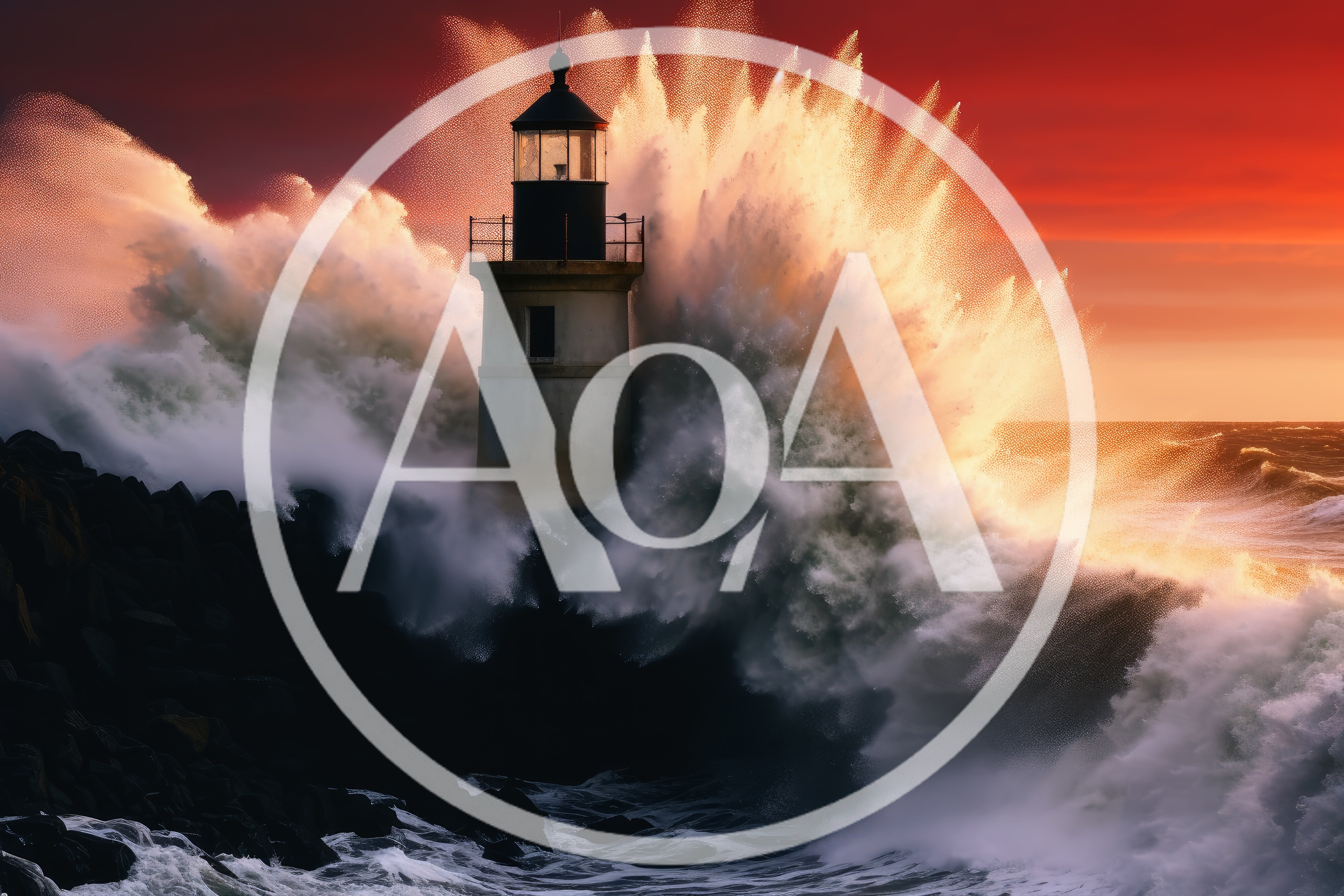 Lighthouse Standing Against Massive Crashing Ocean Waves