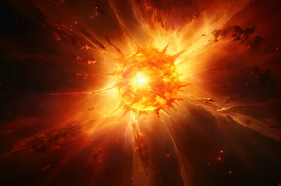 Exploding Star With Debris In Deep Space