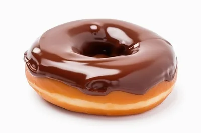 Single Chocolate Glazed Donut Isolated On White