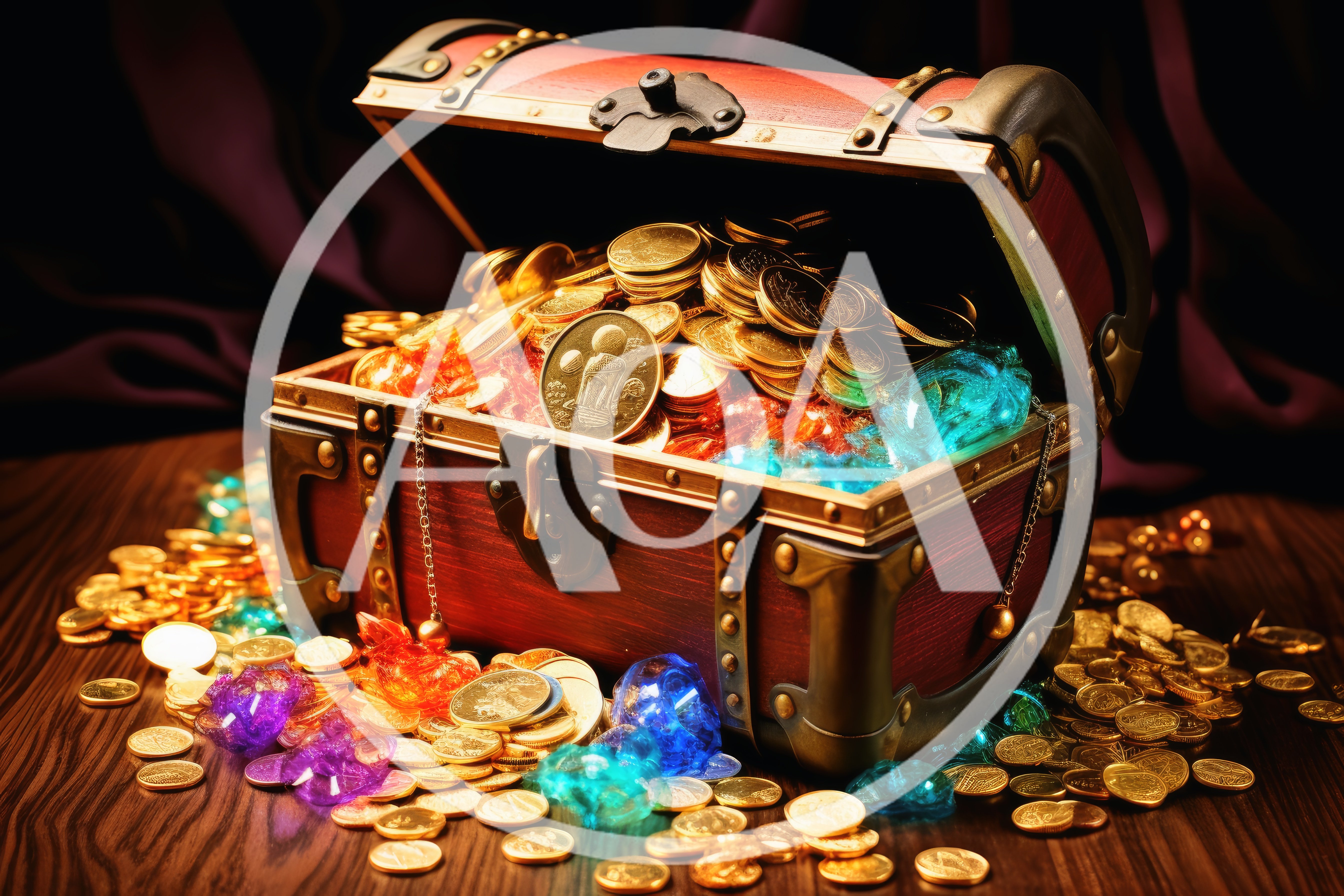 Open Wooden Treasure Chest Filled With Gold Coins