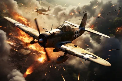 World War II Fighter Planes In Aerial Combat