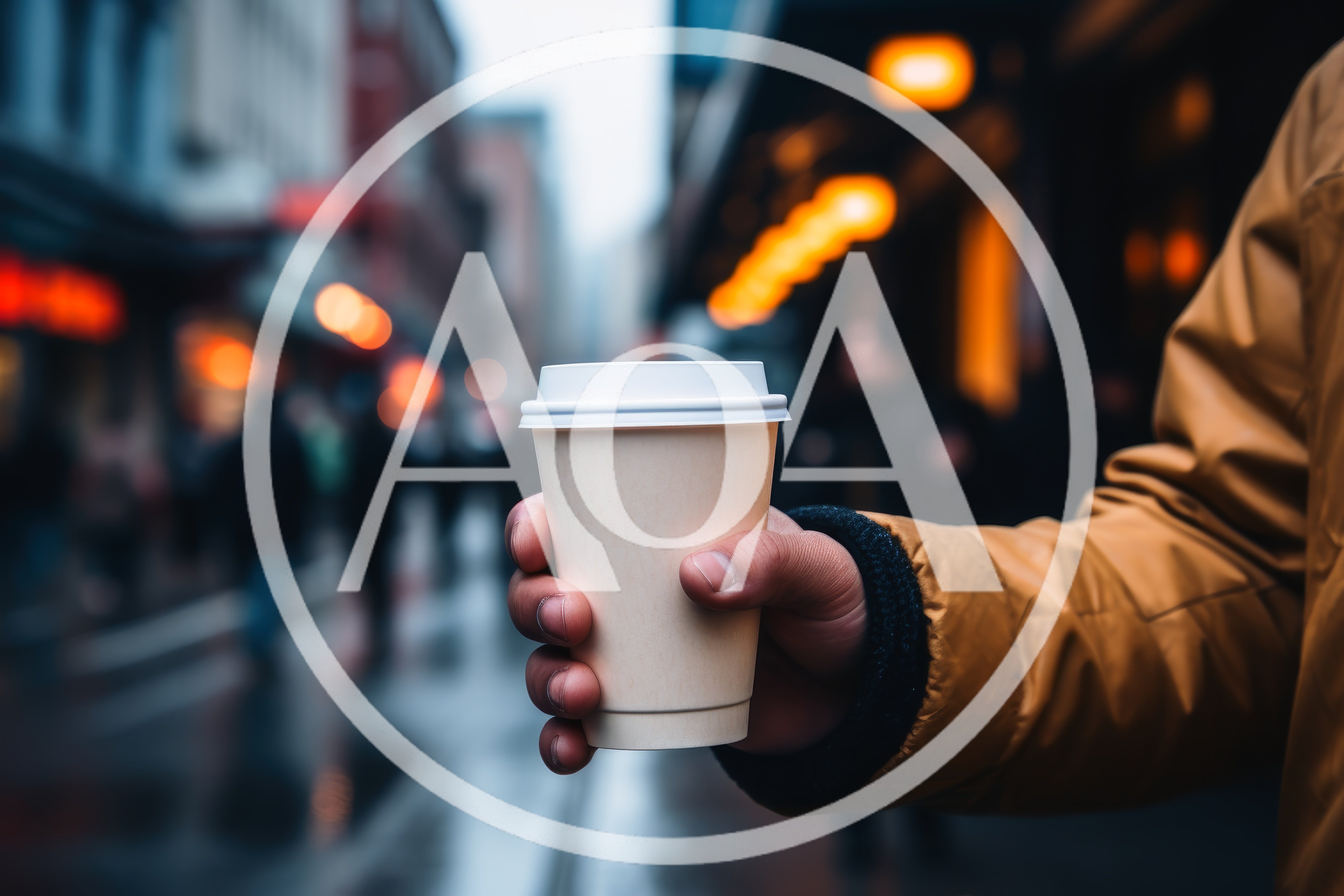 Person Holding A Disposable Coffee Cup On City Street