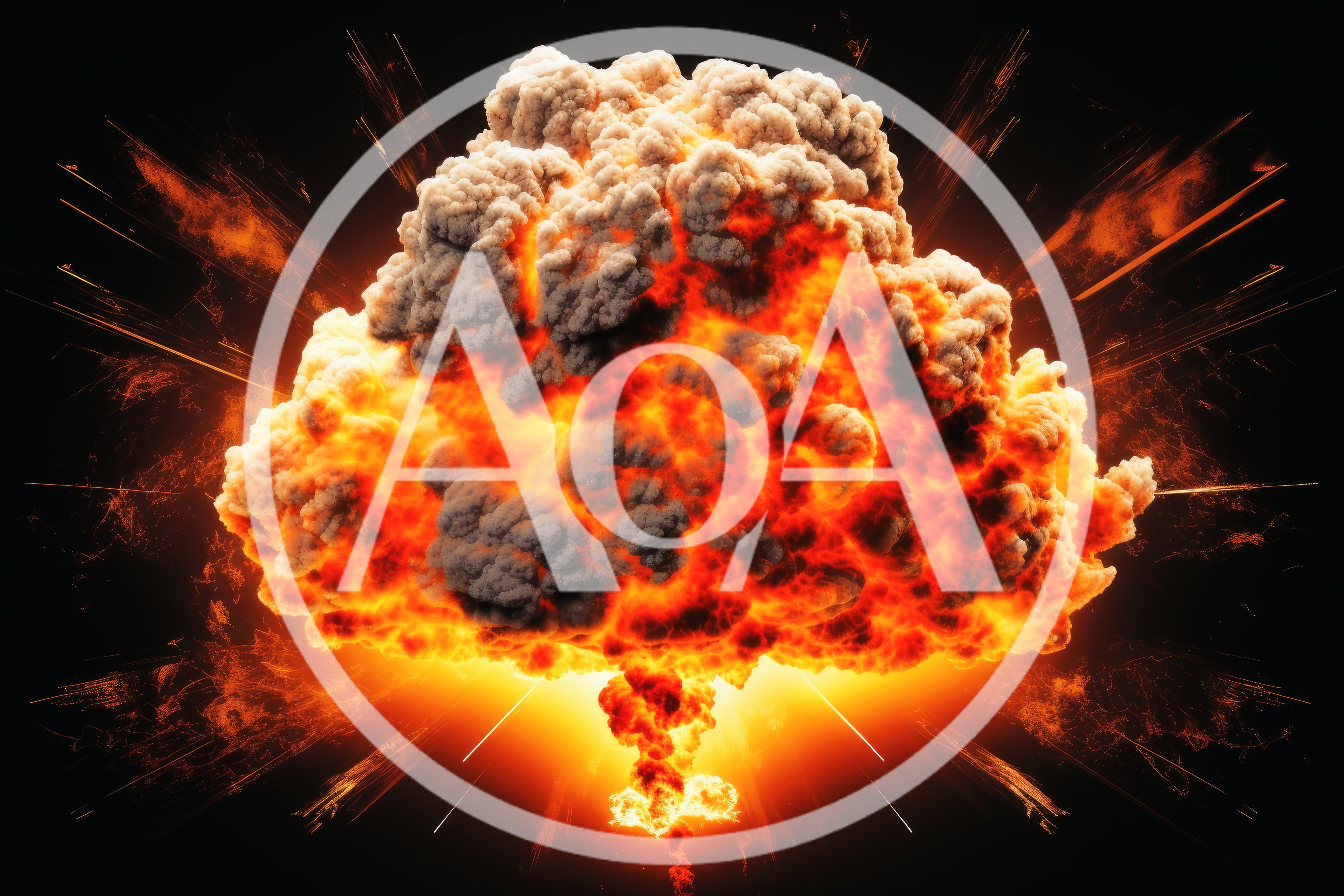 Massive Fiery Explosion With Glowing Debris And Smoke