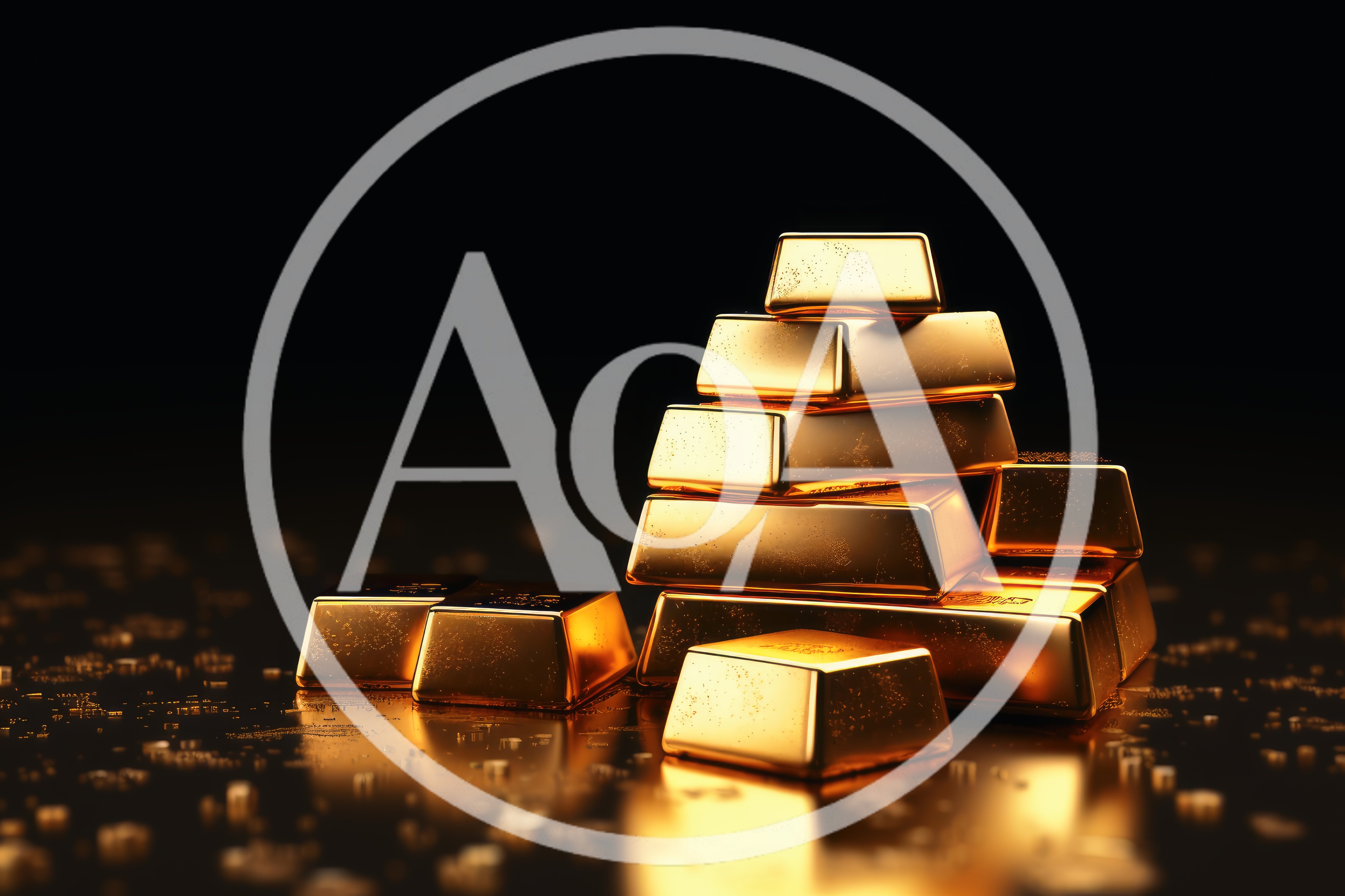 Stack of Shiny Gold Bars on Reflective Surface