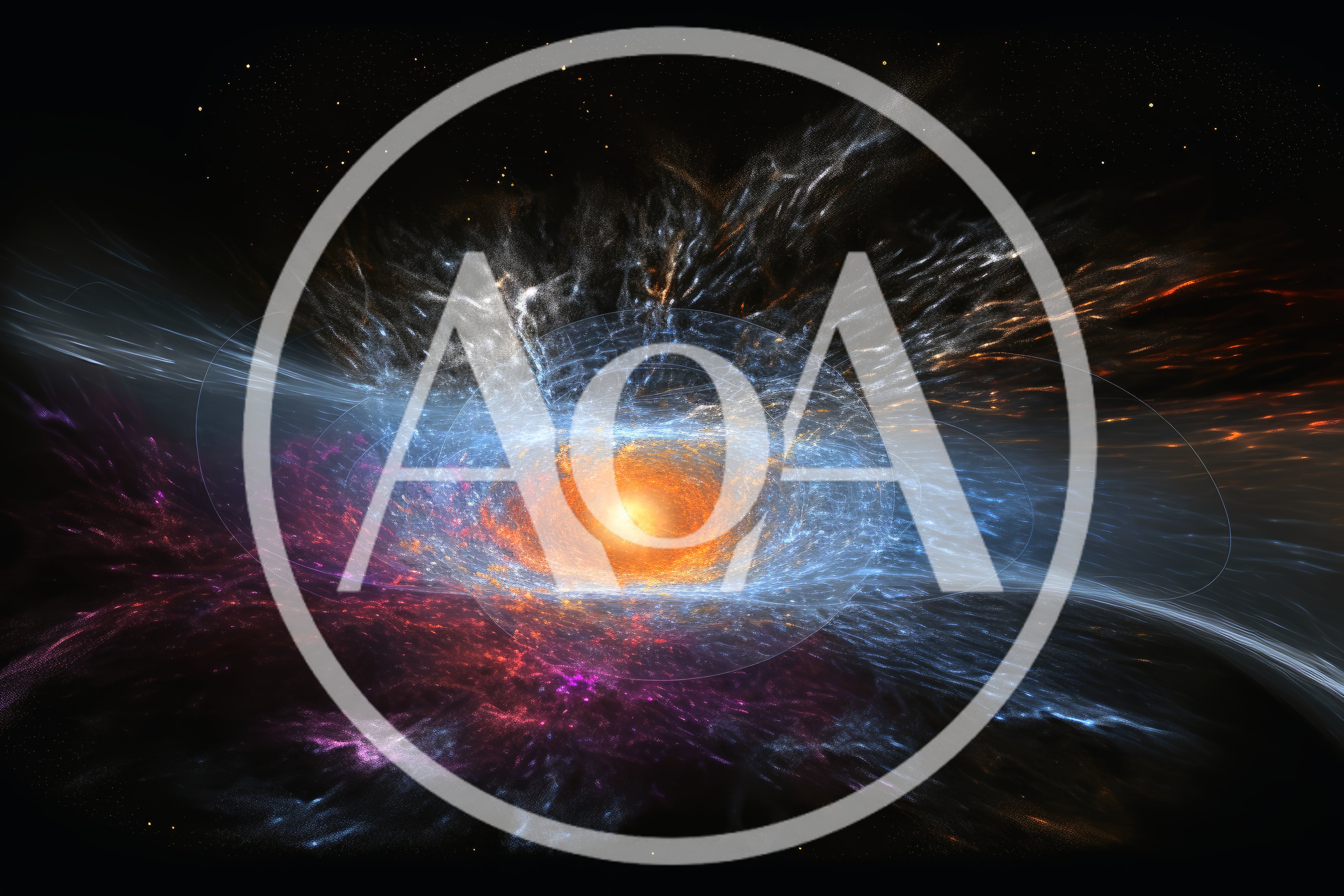 Abstract Cosmic Galaxy Explosion With Glowing Light Rings