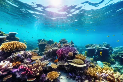 Vibrant Coral Reef Ecosystem With Tropical Fish