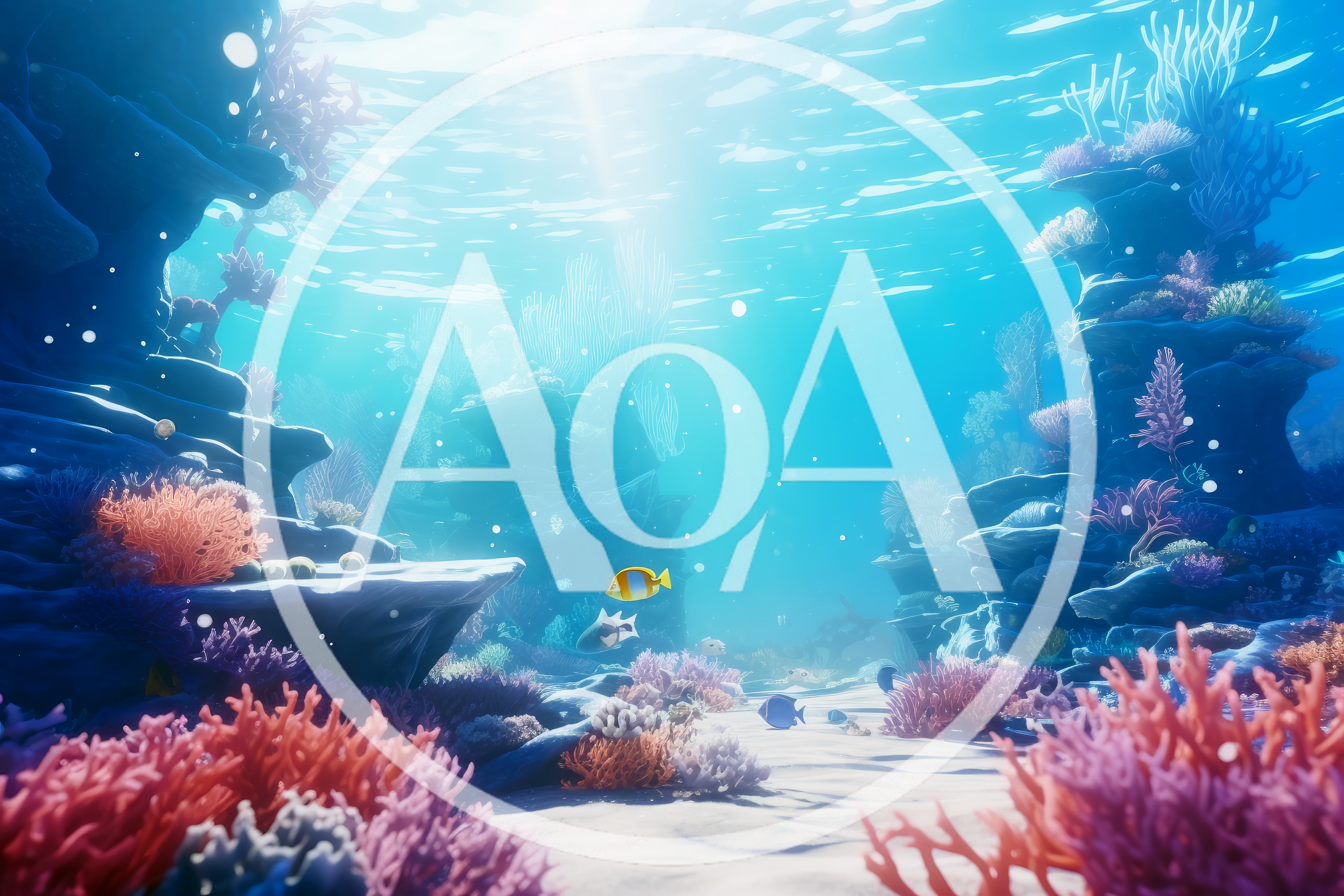Vibrant Coral Reef Underwater Scene With Tropical Fish