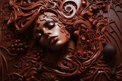 Surreal Portrait Of A Woman Submerged In Liquid Chocolate