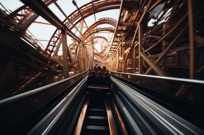 Roller Coaster Climbing The Lift Hill
