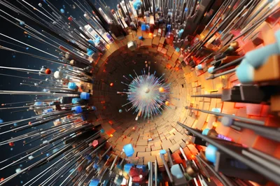 Abstract Digital Tunnel With Glowing Particle Core