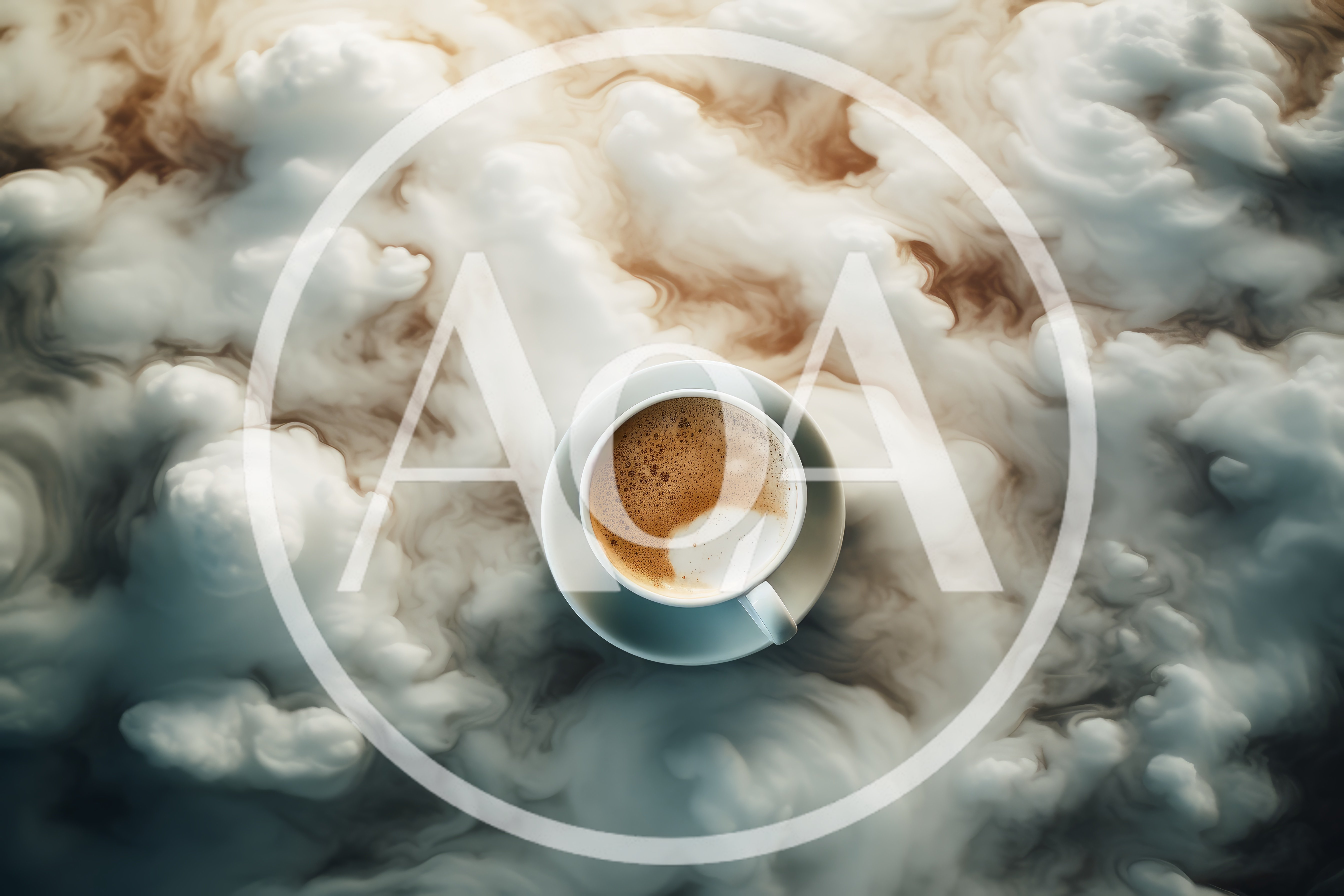 Coffee Cup Resting On A Bed Of Clouds