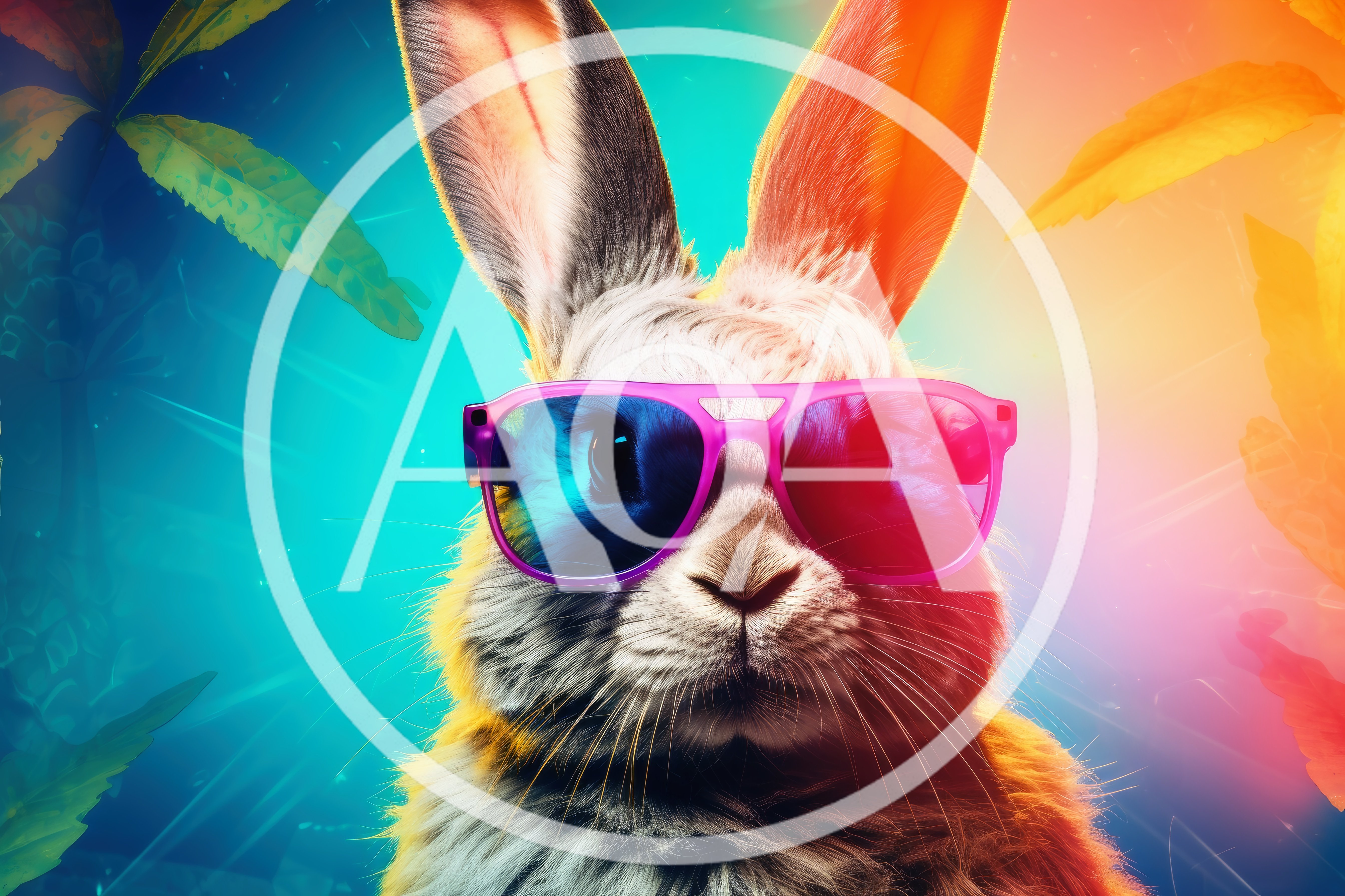 Cool Rabbit Wearing Pink 3D Glasses