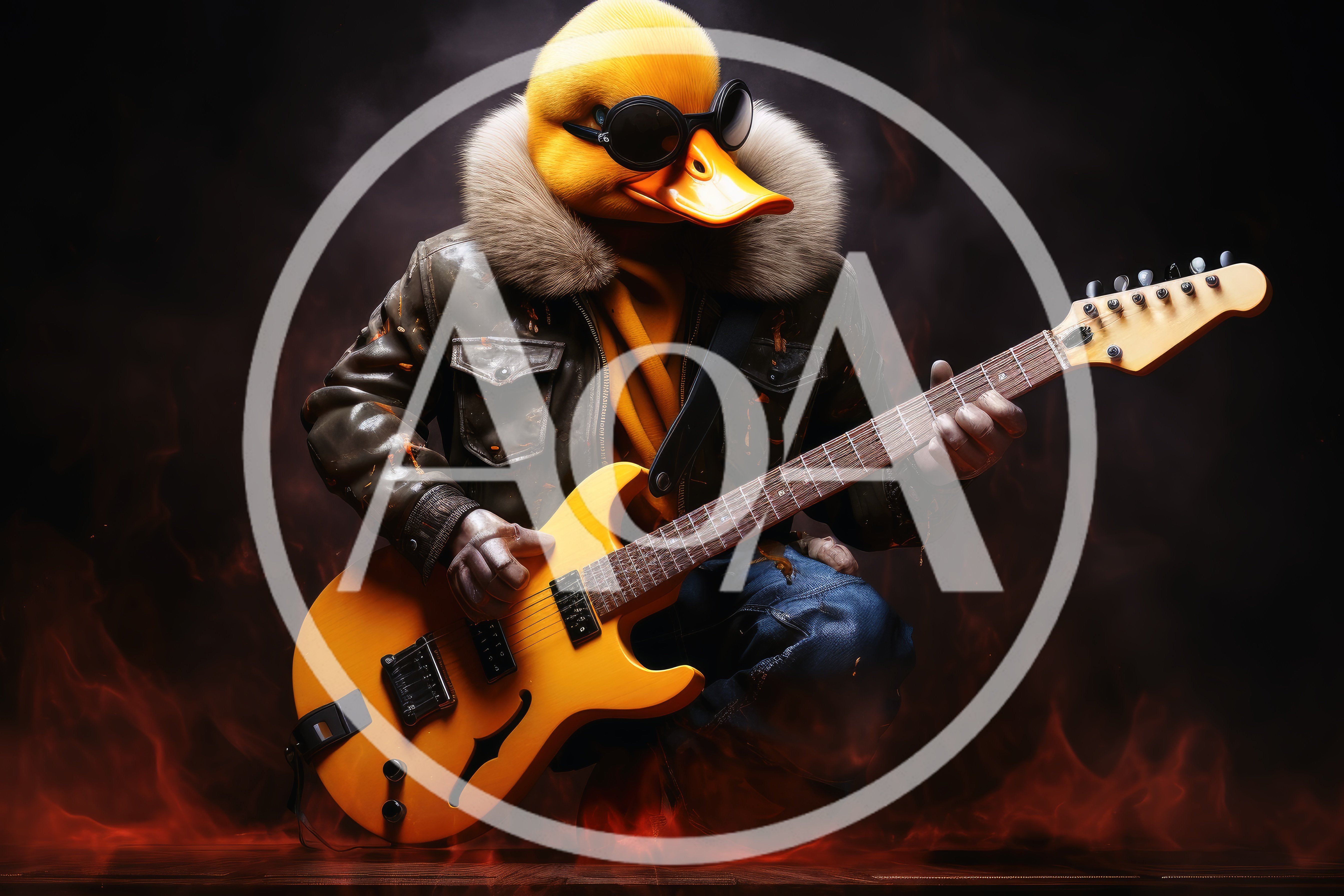 Cool Duck Musician Playing Electric Guitar