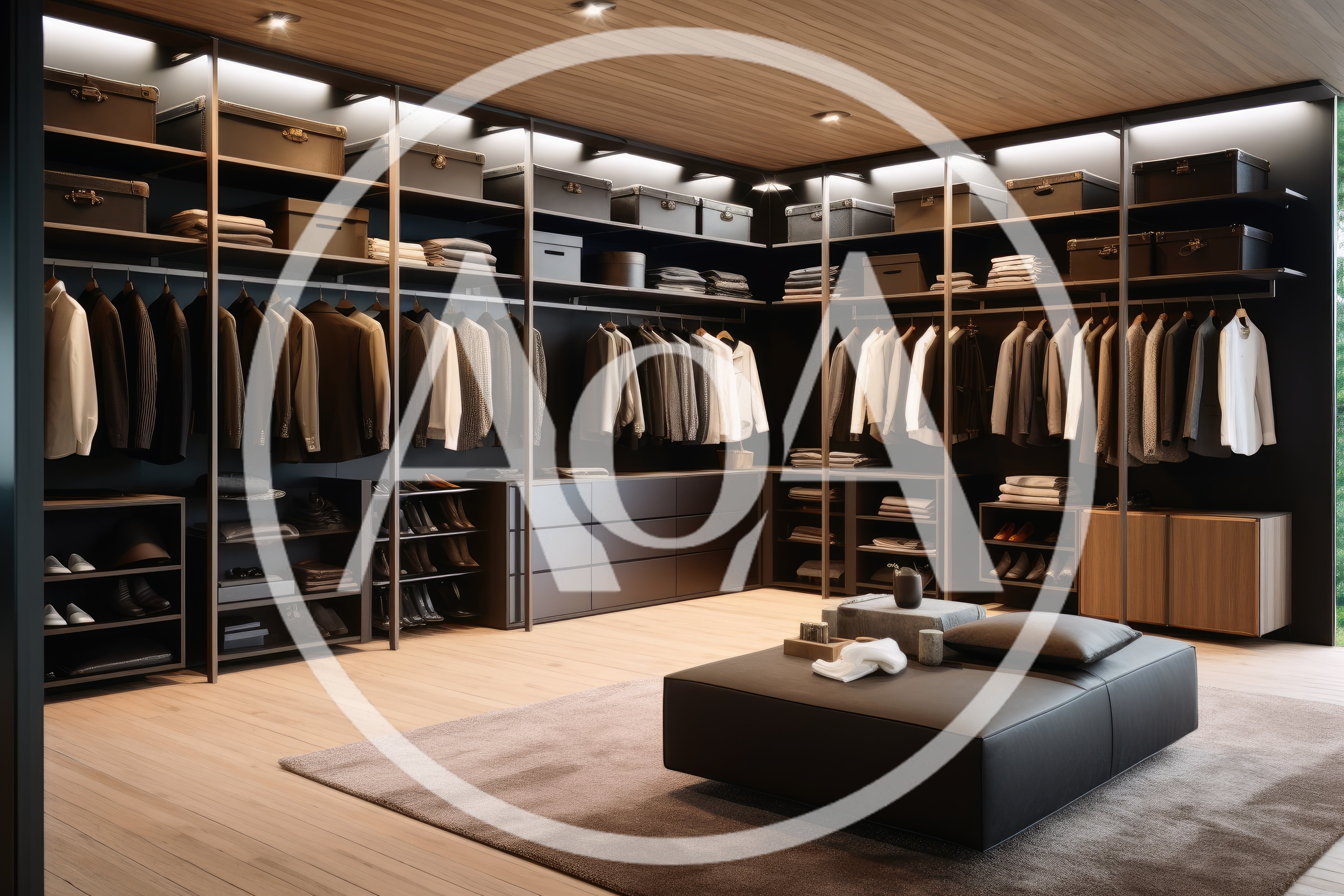 Modern Luxury Walk In Closet With Organized Clothing