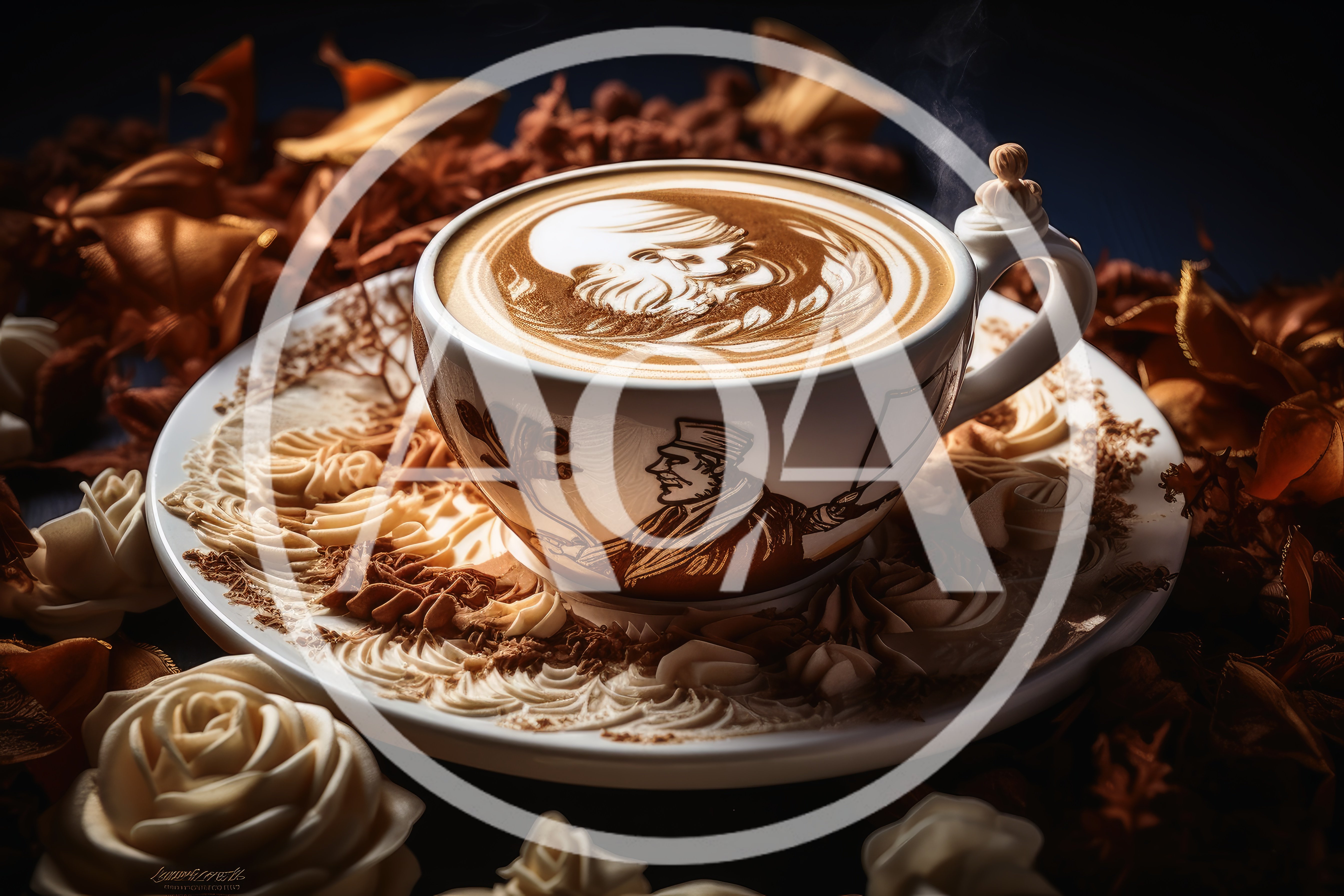 Artistic Latte With Portrait Illustration In A Cup