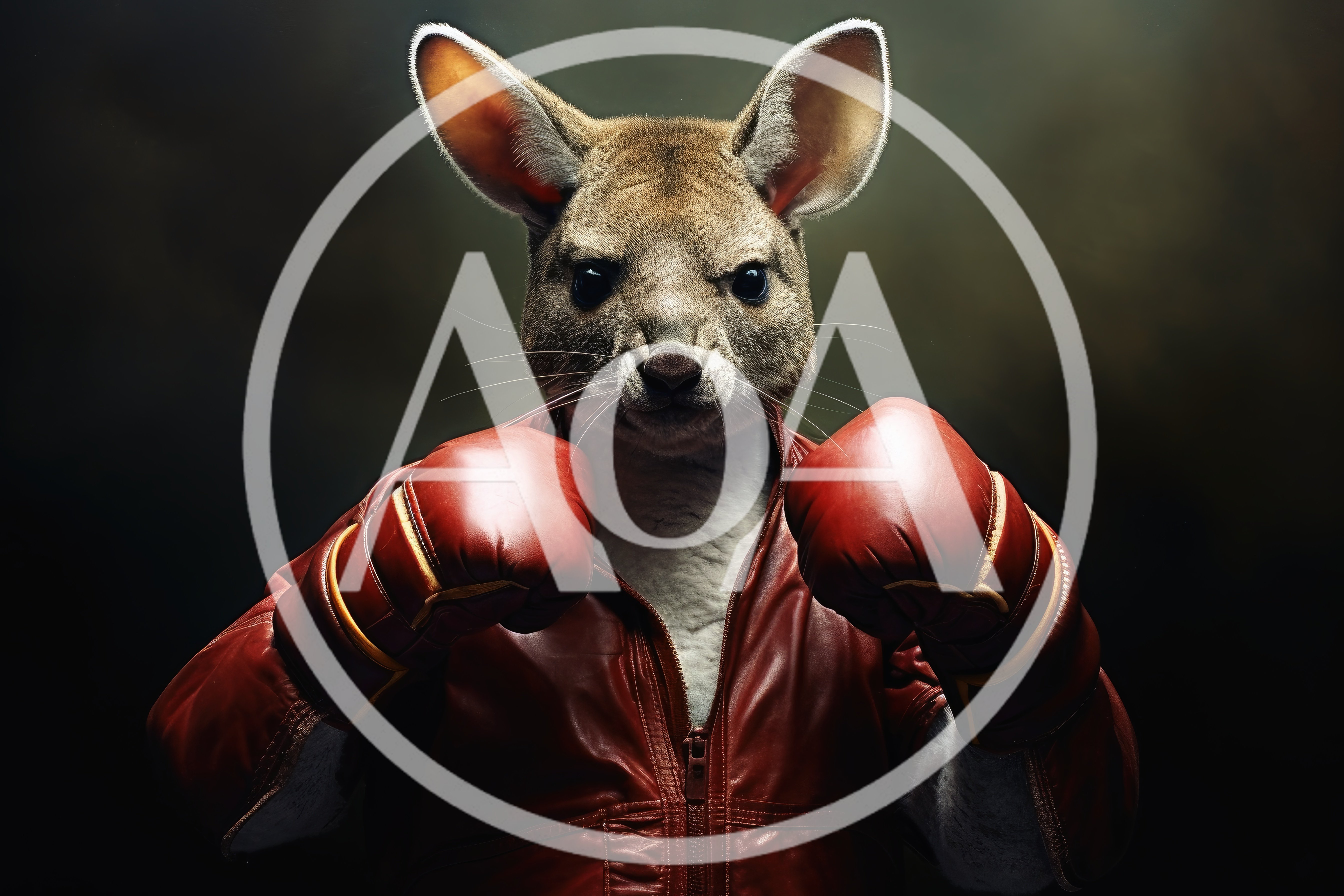 Anthropomorphic Kangaroo Wearing Boxing Gloves And Leather Jacket