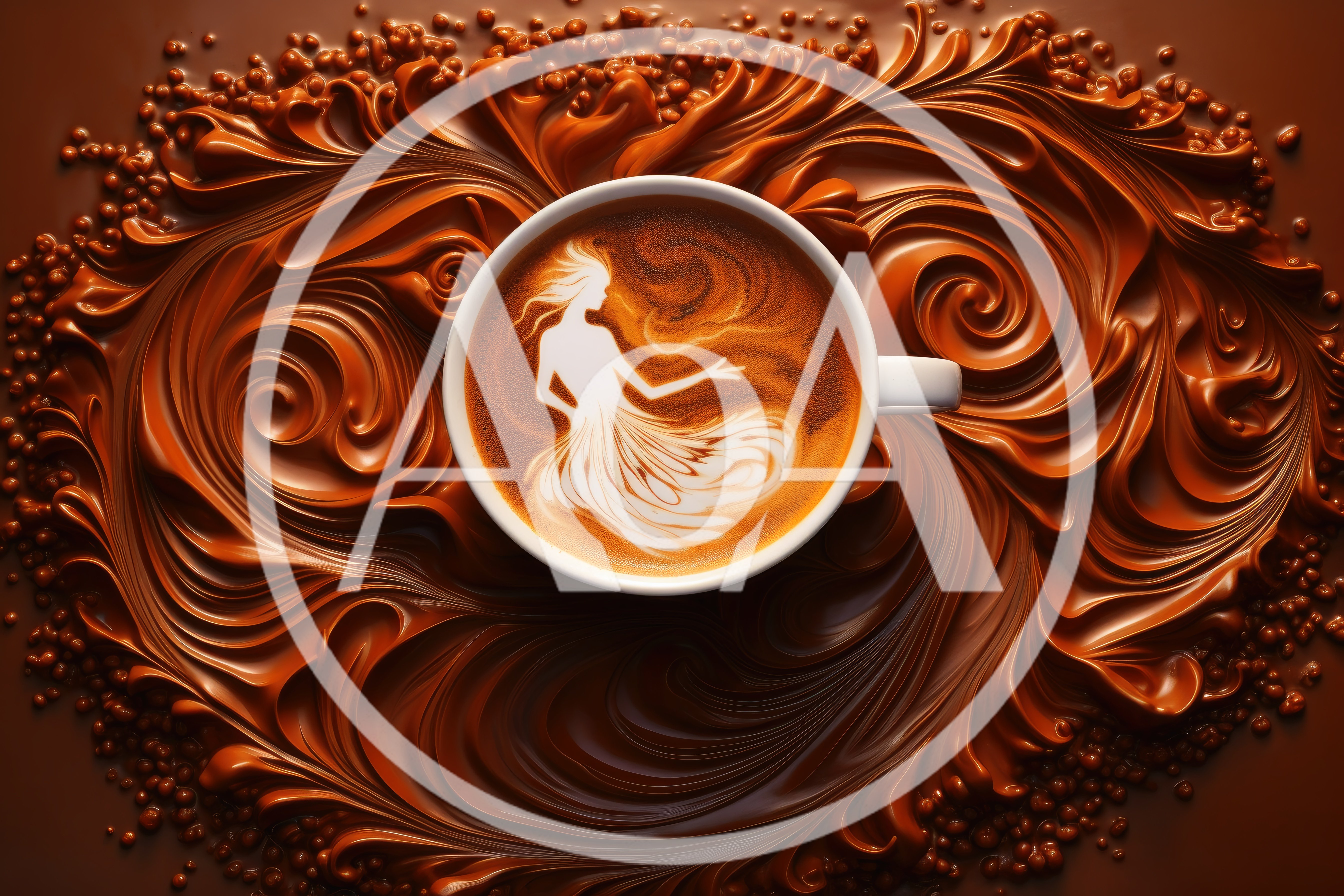 Latte Art Featuring A Dancing Woman In Chocolate Swirls