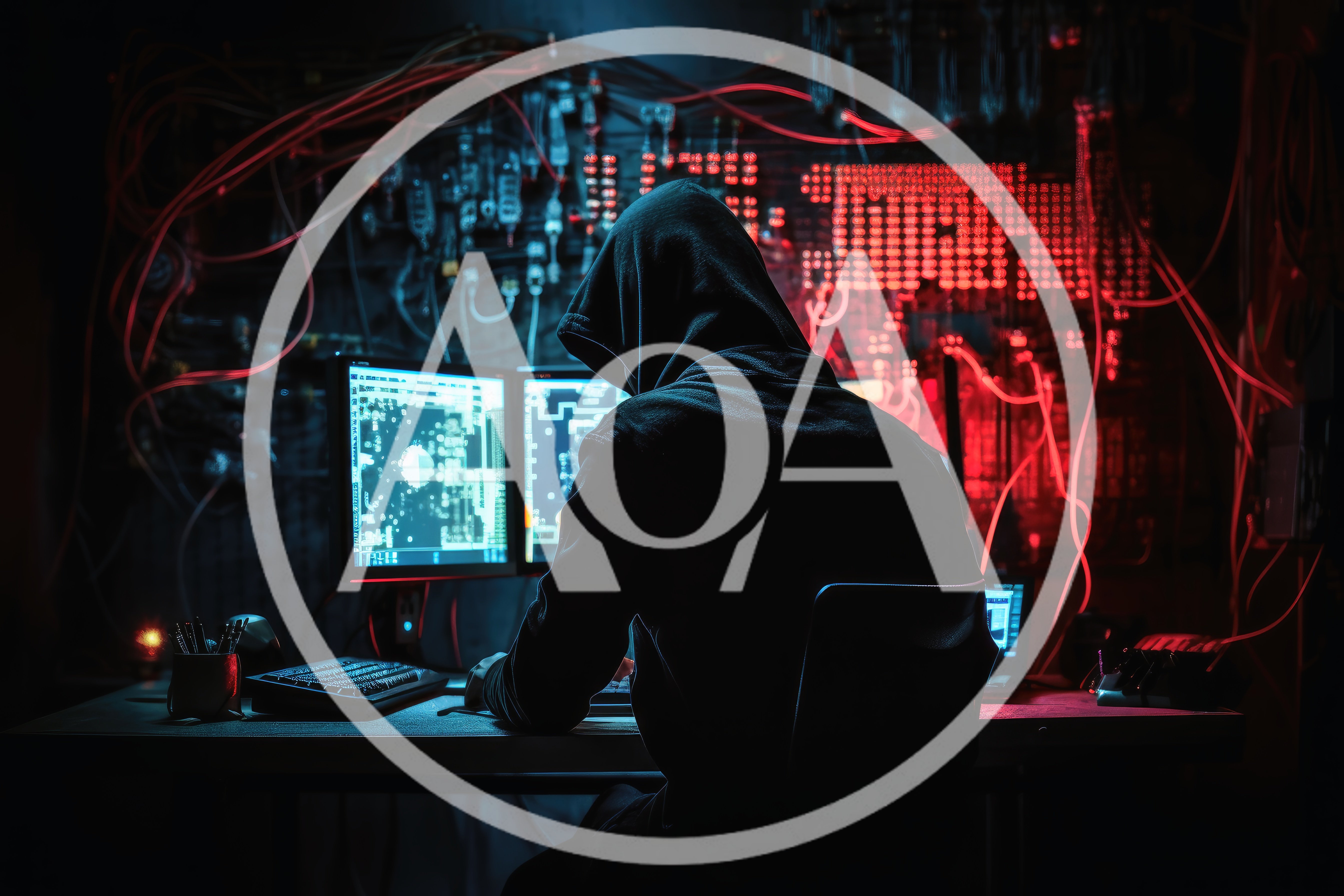Hacker Working In A Dark Cyber Security Command Center