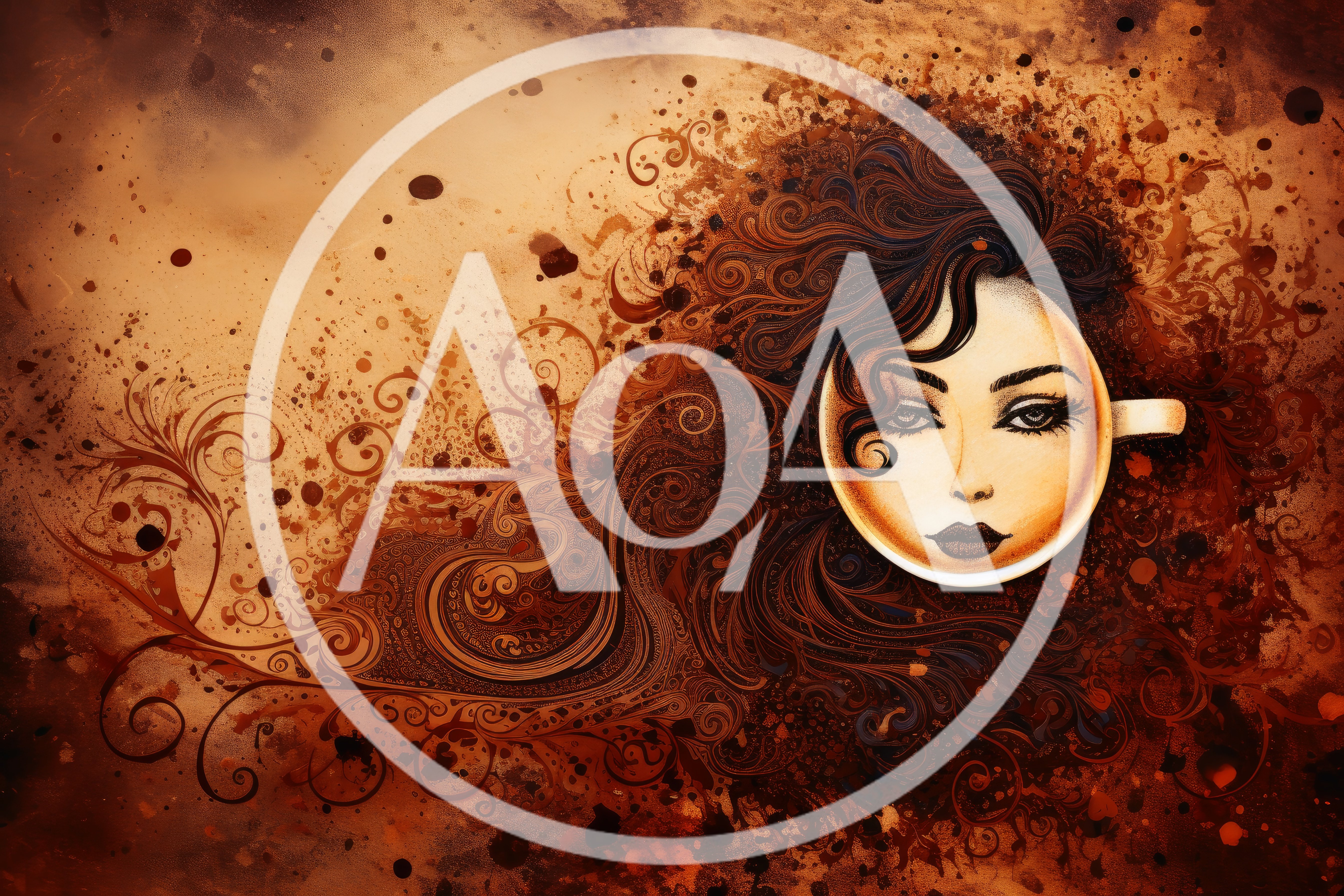 Surreal Coffee Cup Illustration With Woman Face And Hair