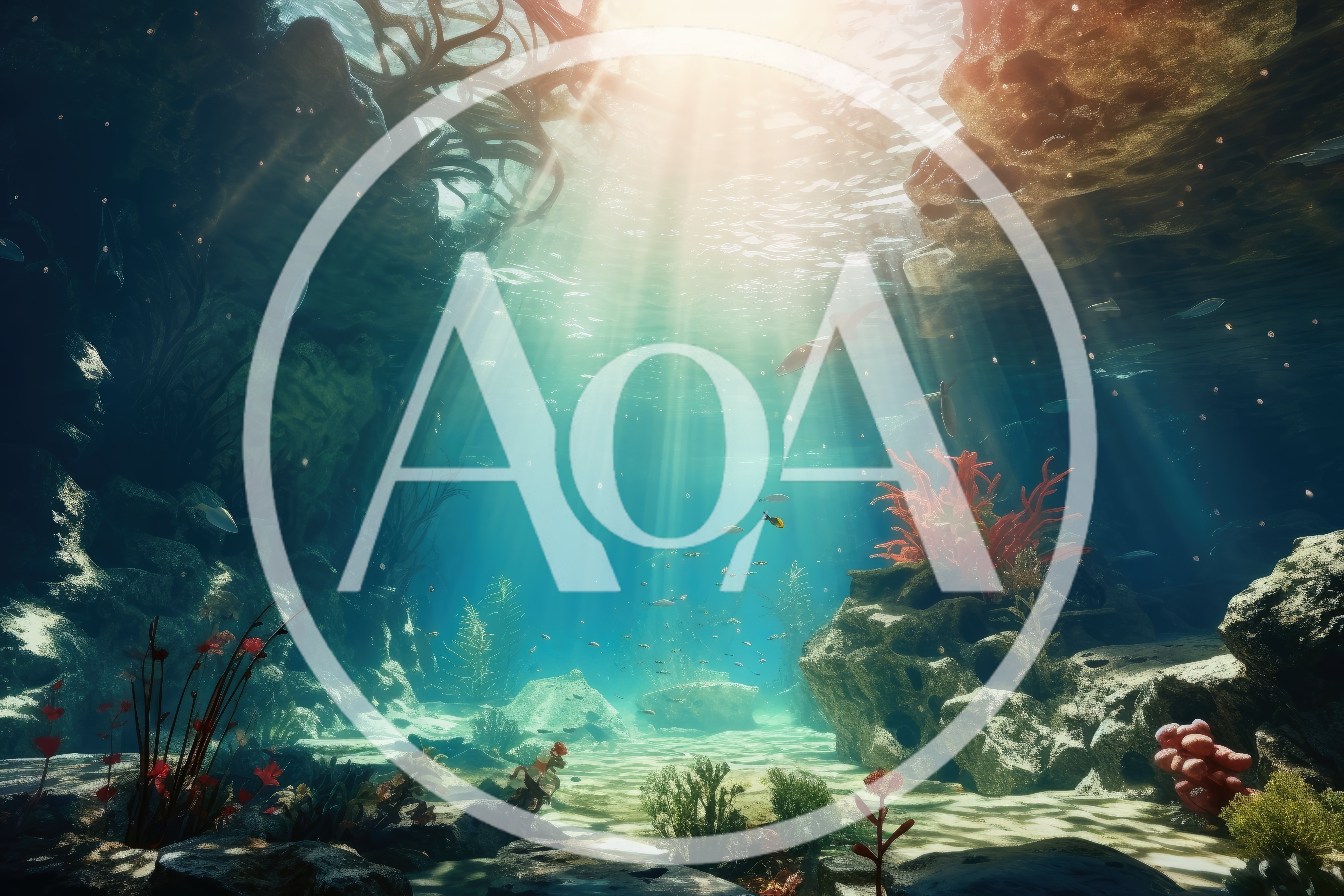 Sunlight Beams Piercing Through Underwater Coral Reef