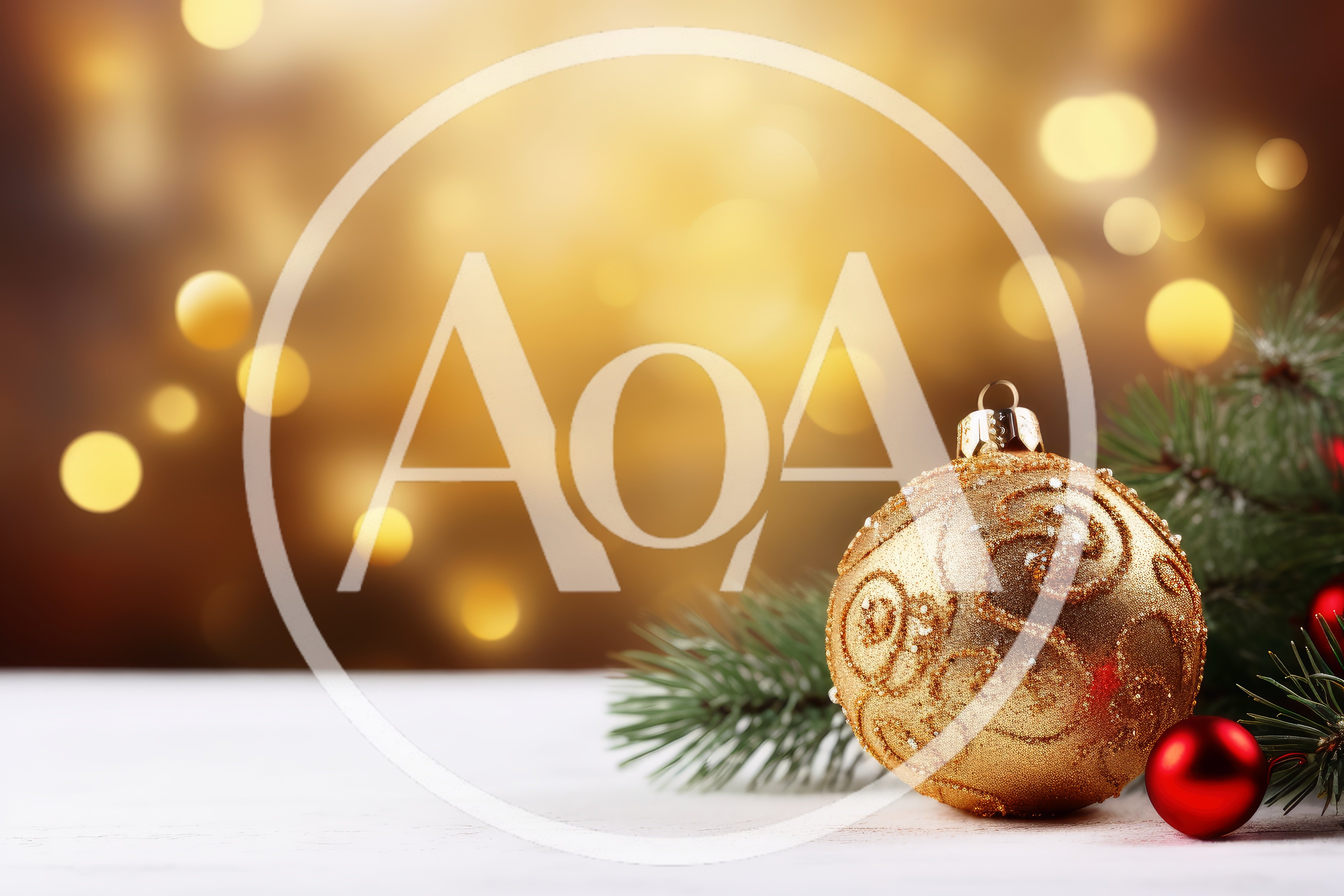 Golden Christmas Ornament With Pine Branches